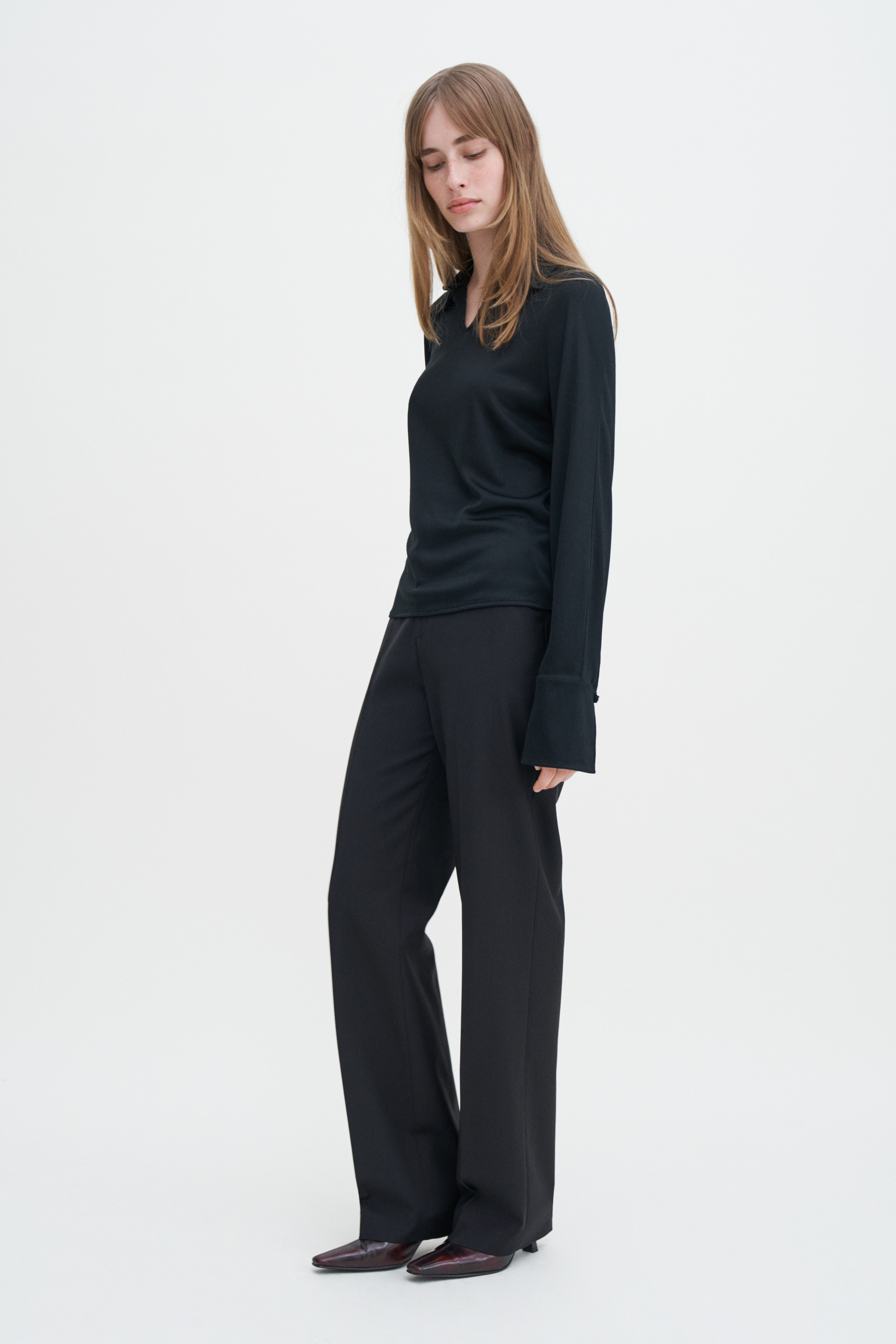 Filippa K Glossy Jersey Shirt In Black