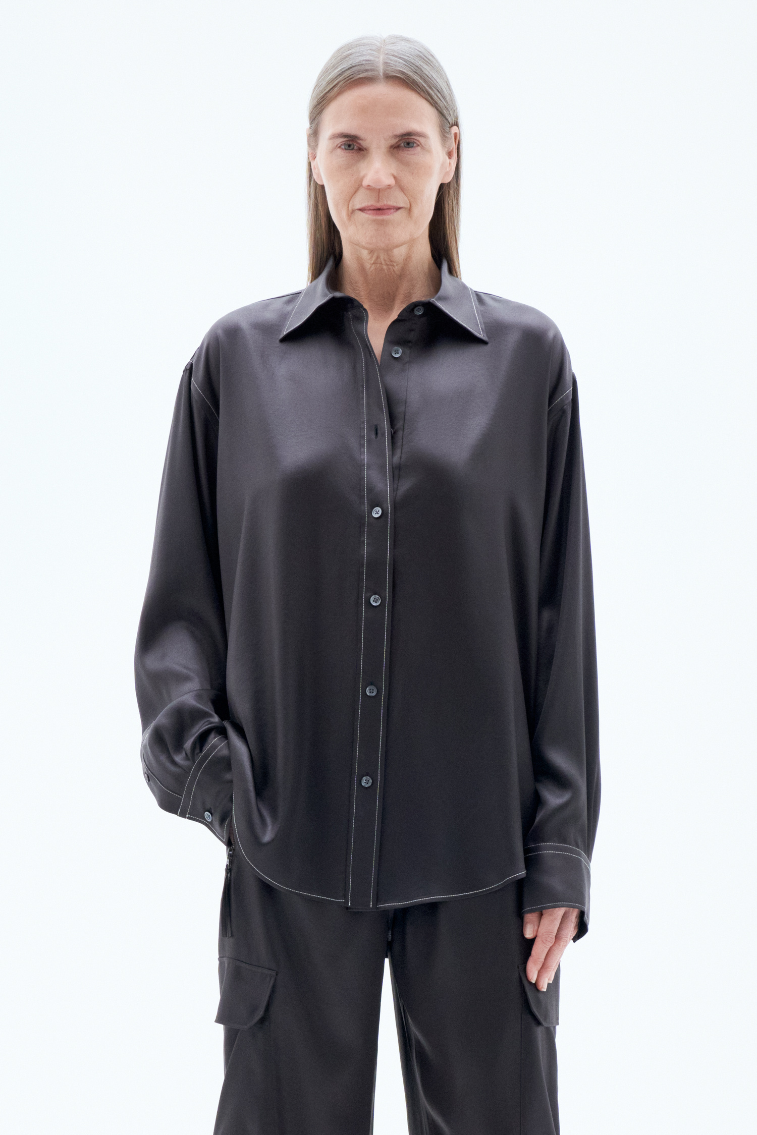 Filippa K Glossy Shirt In Brown