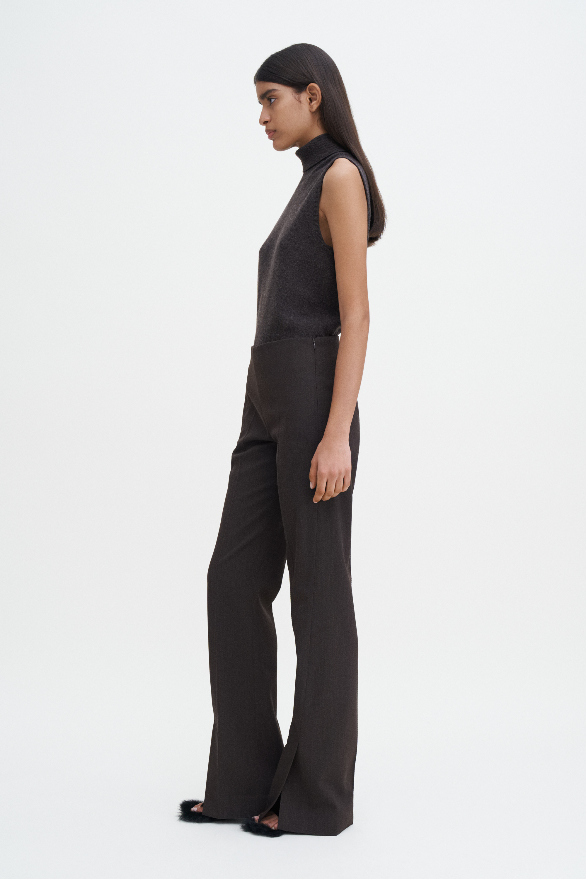 Filippa K Twill Twist Seam Trousers In Brown