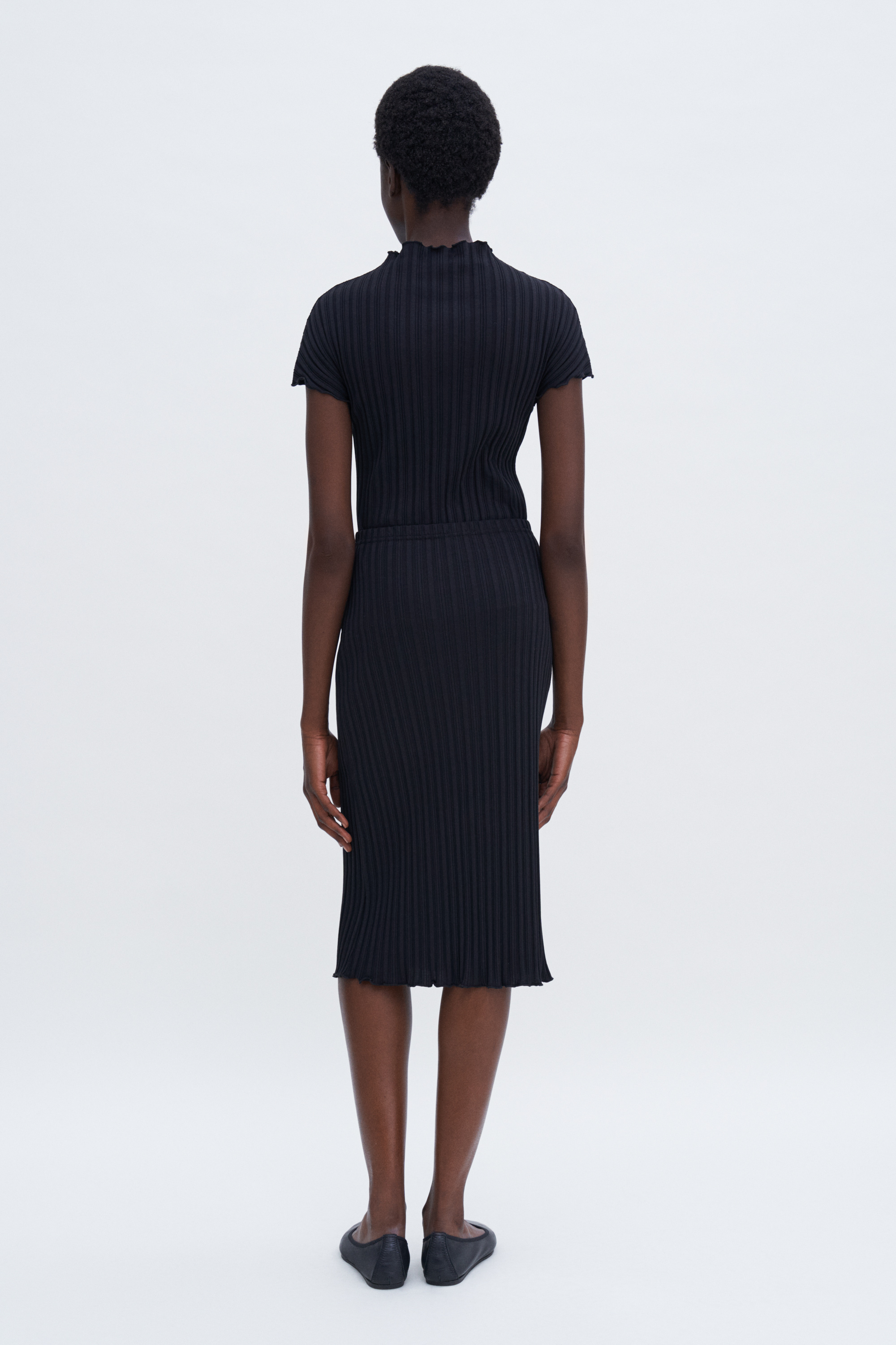 Filippa K Cotton Rib Slip Skirt In Black