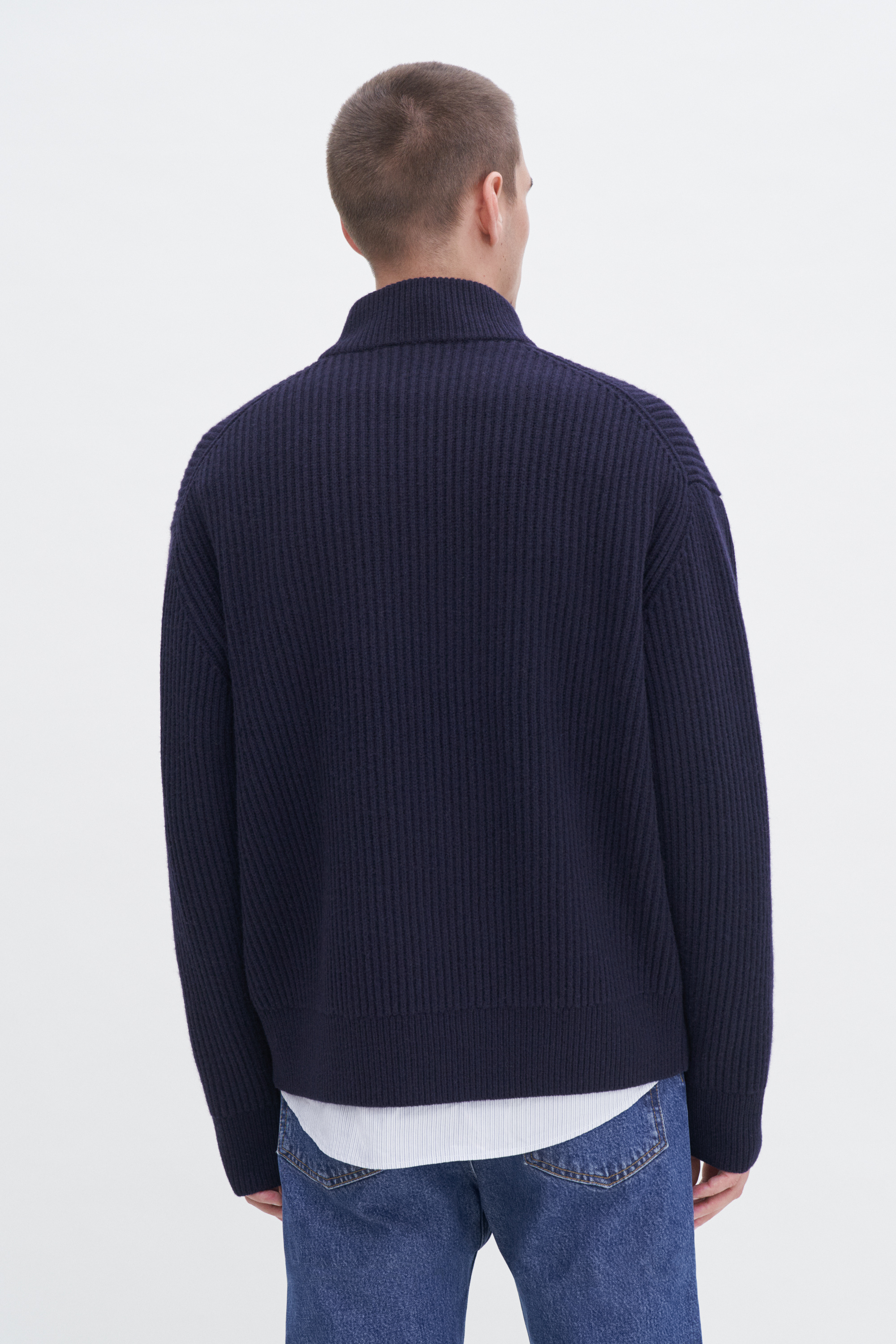 Filippa K Lambswool Half Zip Sweater In Blue