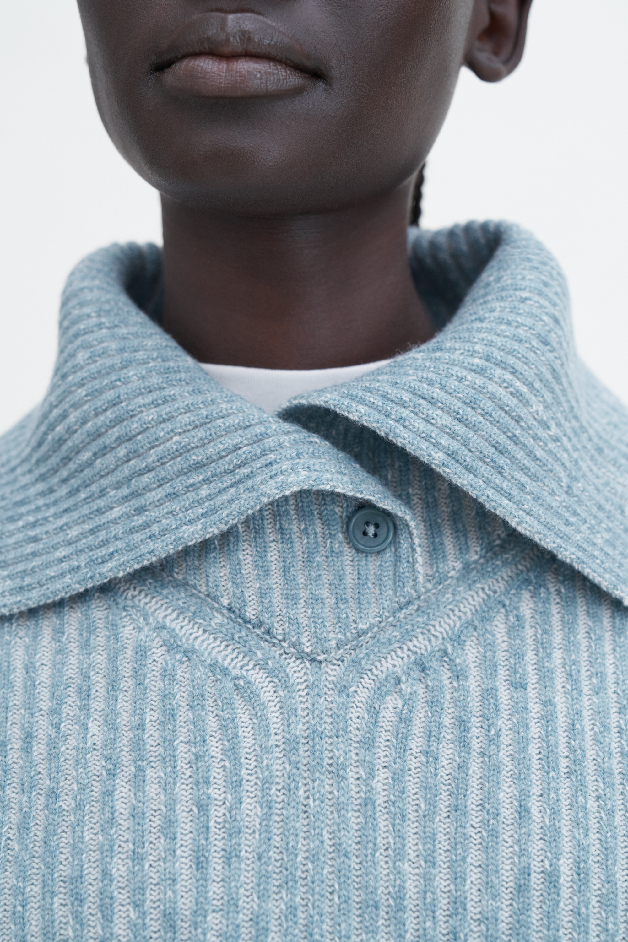 Filippa K Ribbed Collar Sweater In Blue