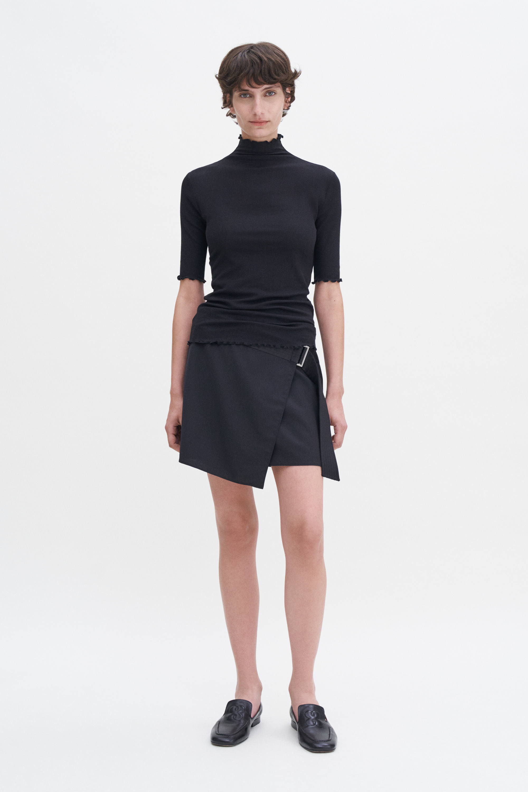 Shop Filippa K Rib Mock Neck Tee In Black