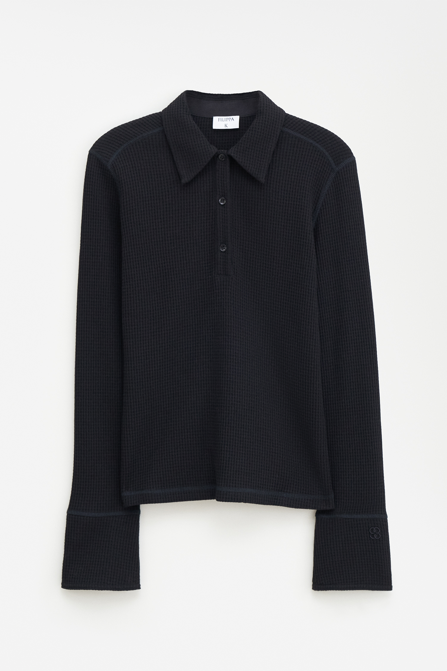 Shop Filippa K Waffle Polo Shirt In Black