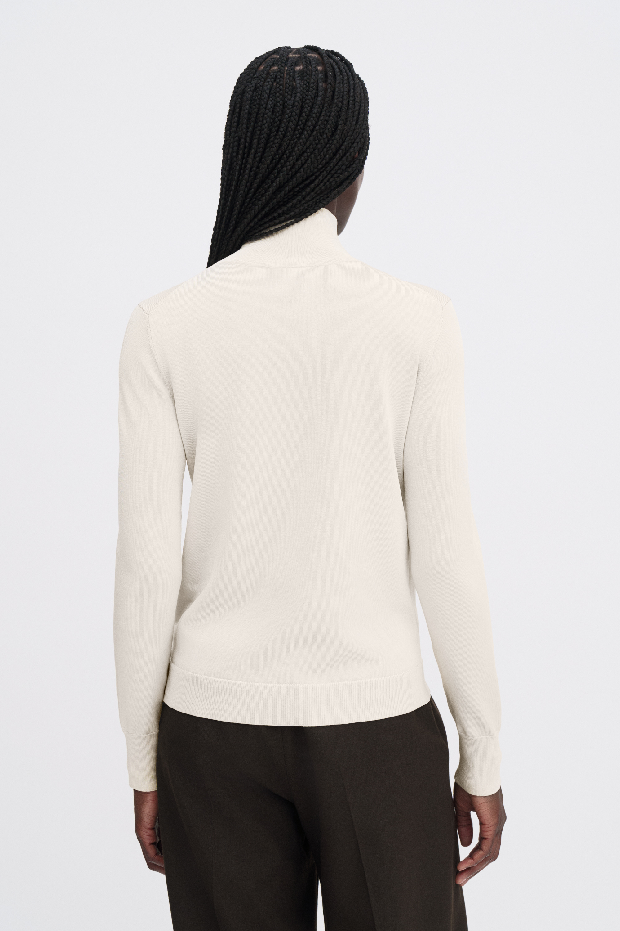 Filippa K Glossy Knit Turtleneck Sweater In White