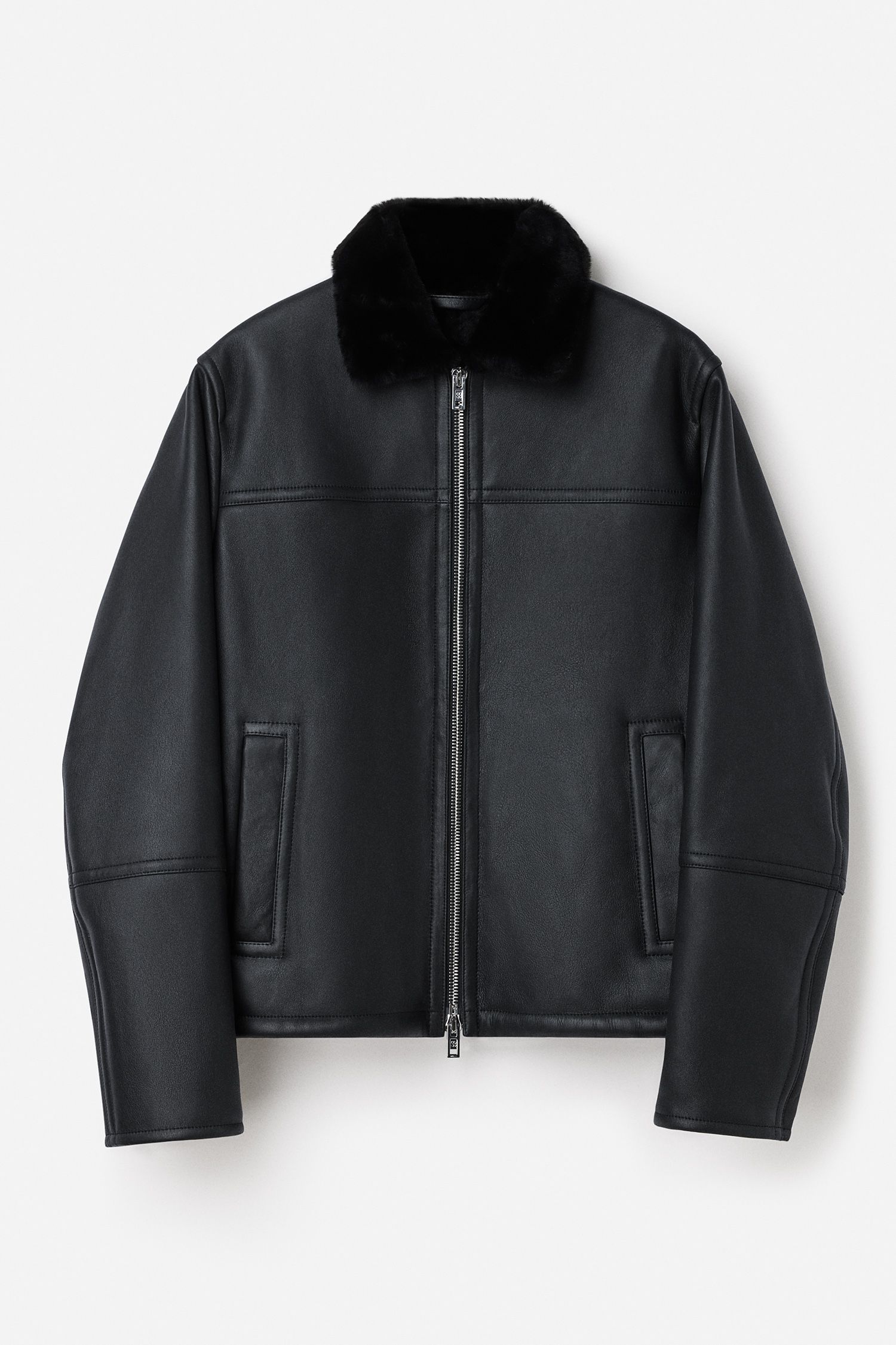 Filippa K Shearling Leather Jacket In Black