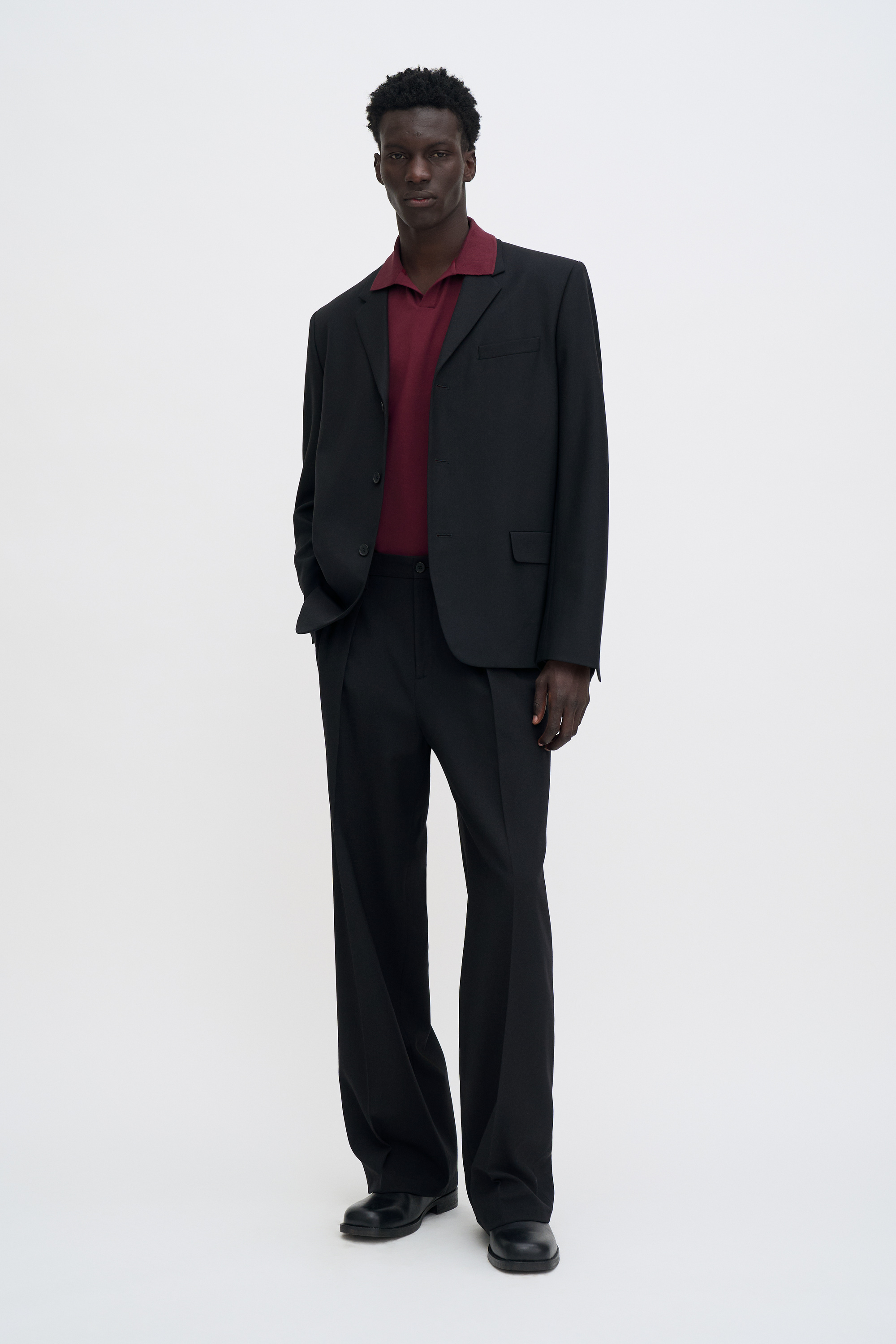 Filippa K Stretch Cotton Polo T-shirt In Burgundy