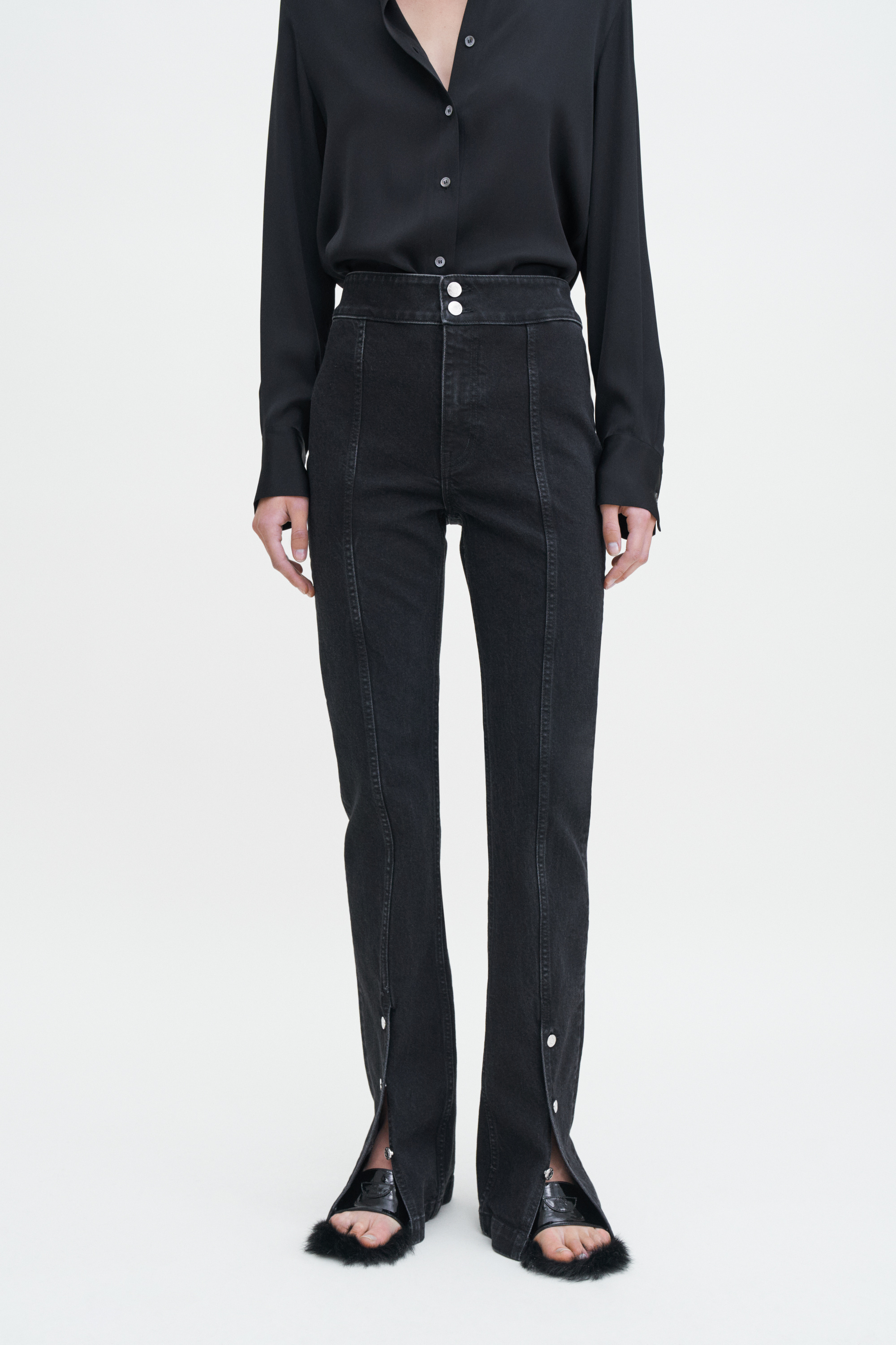 Filippa K 90s Stretch Button Front Jeans In Black