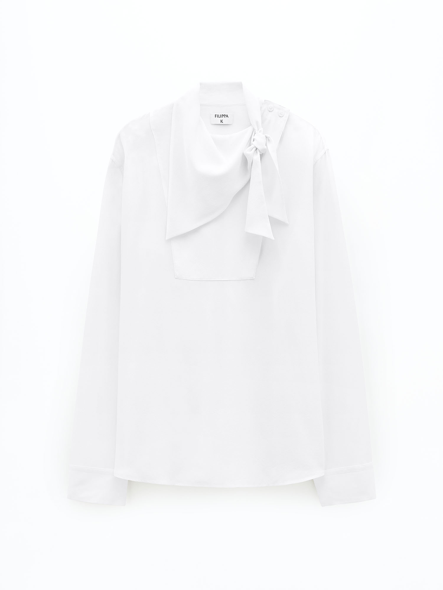 Shop Filippa K Scarf Neck Silk Shirt In White