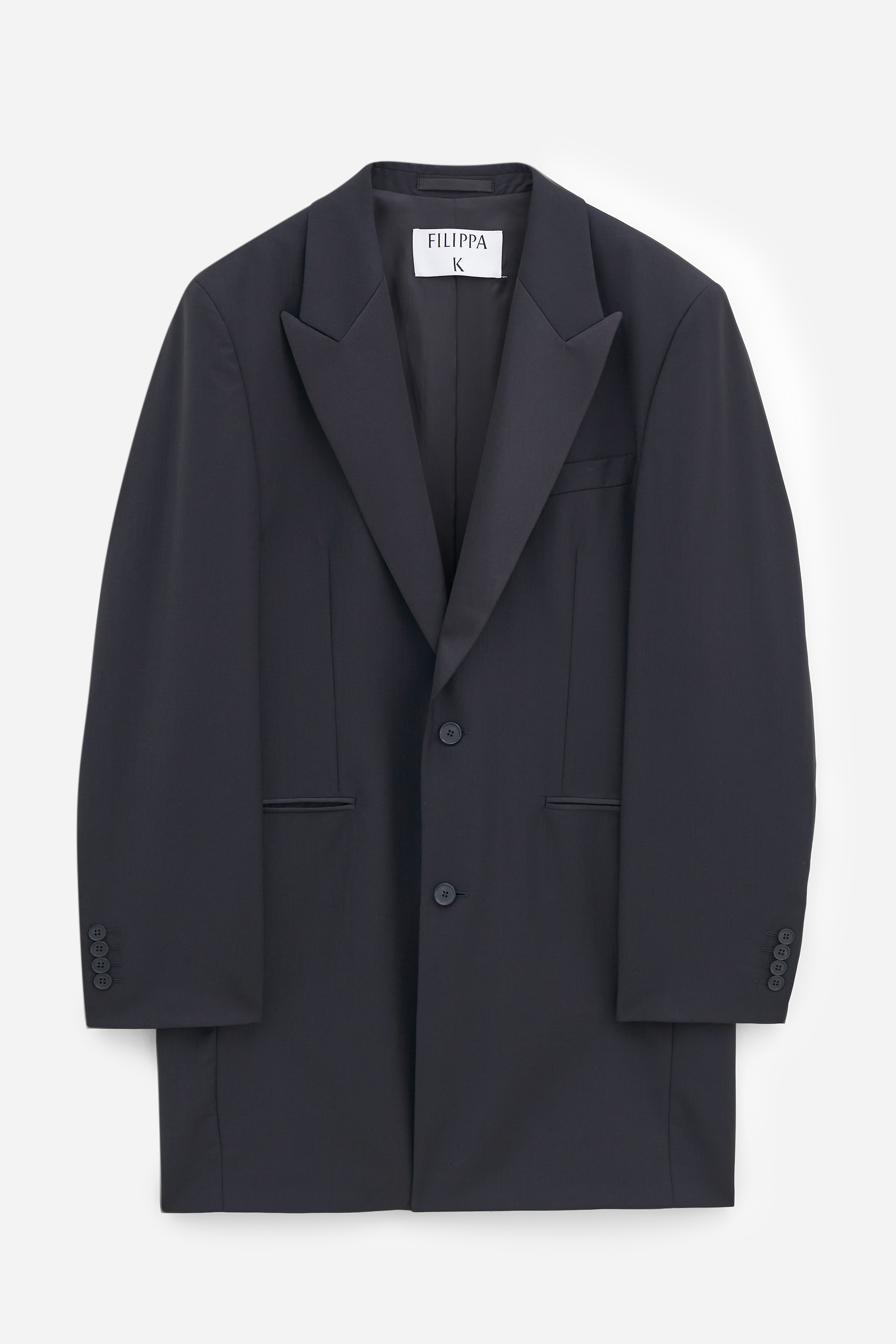 Filippa K Wool Tuxedo Blazer Coat In Black