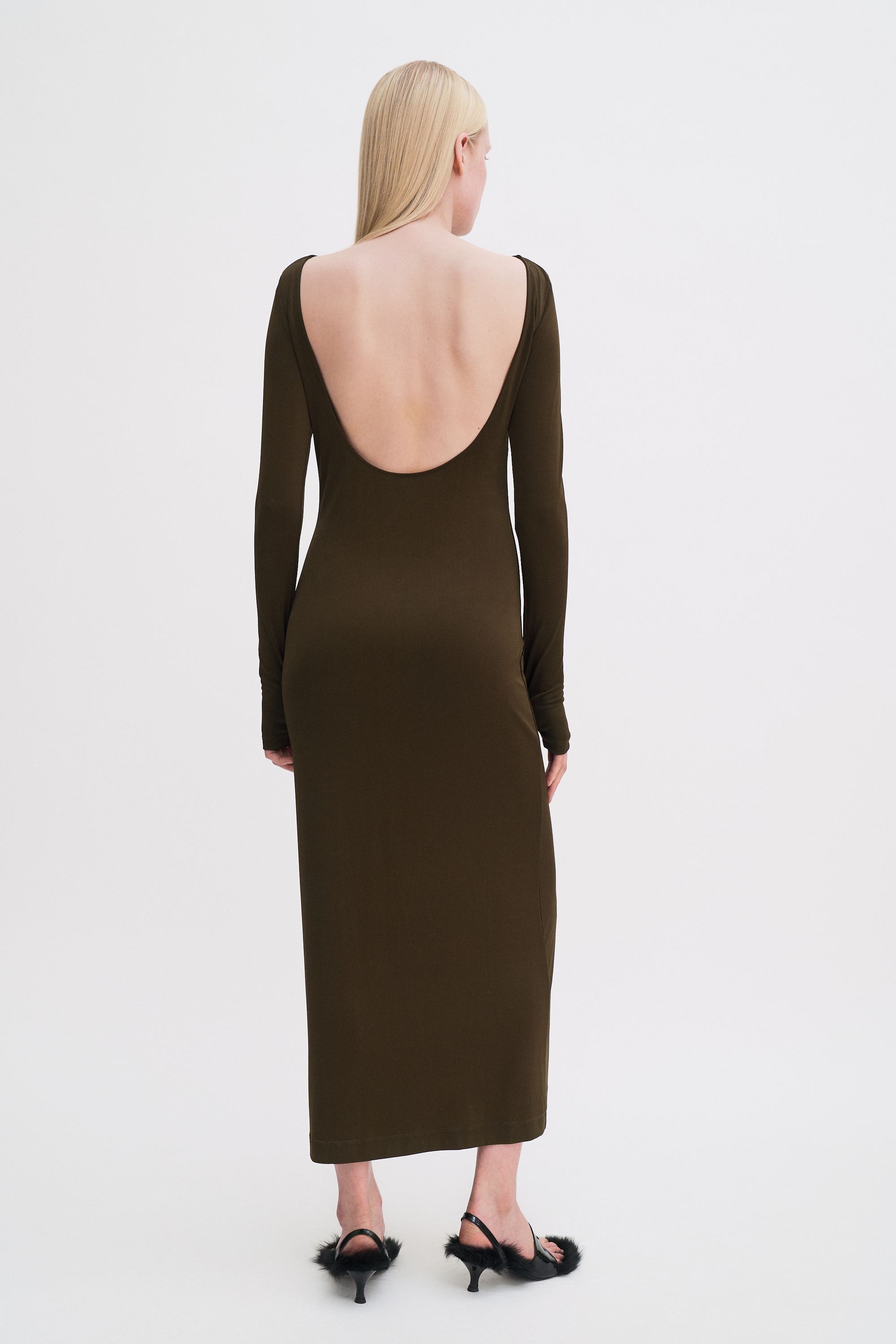Filippa K Scooped Back Jersey Dress In Green