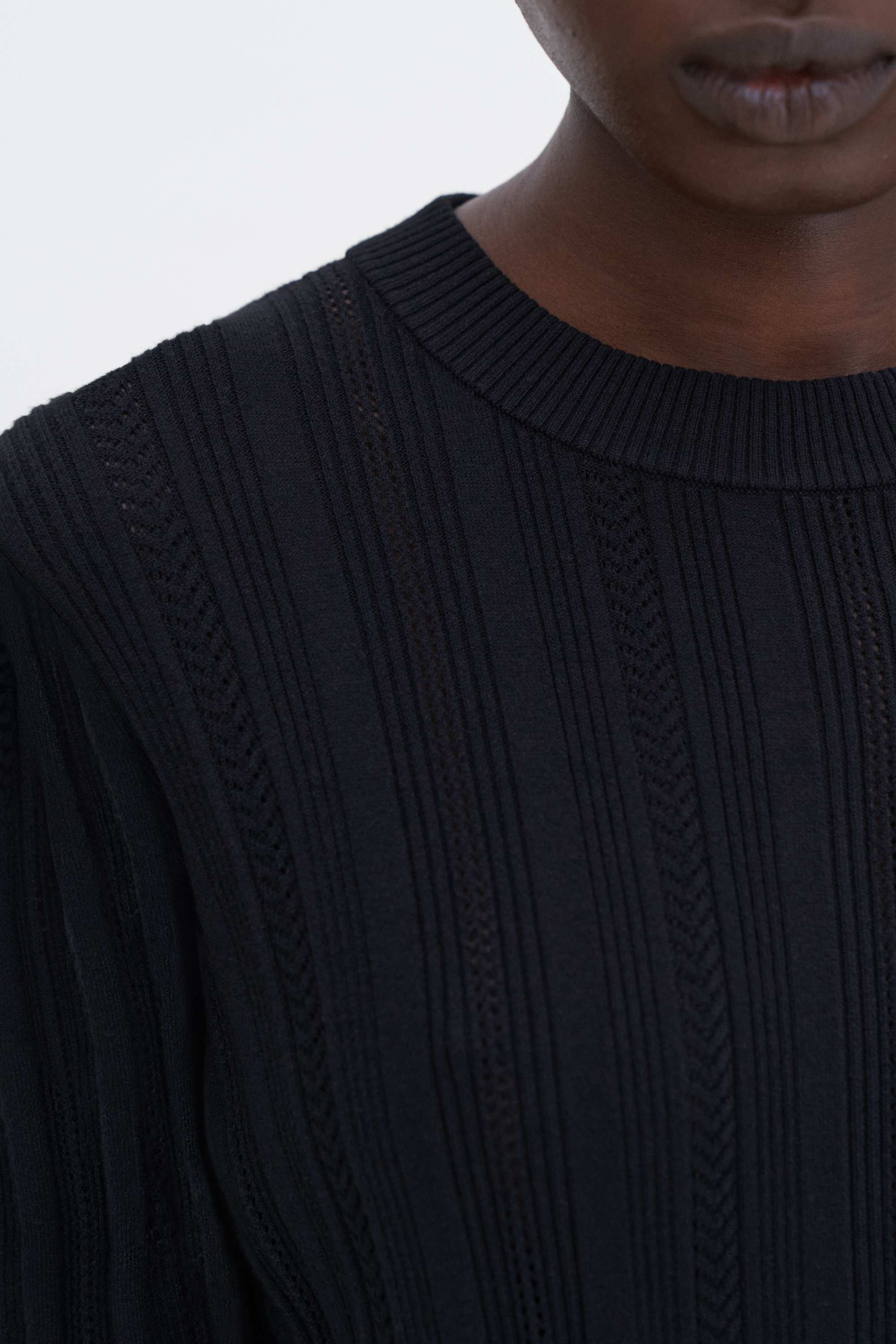 Filippa K Braid Knit T-shirt In Black