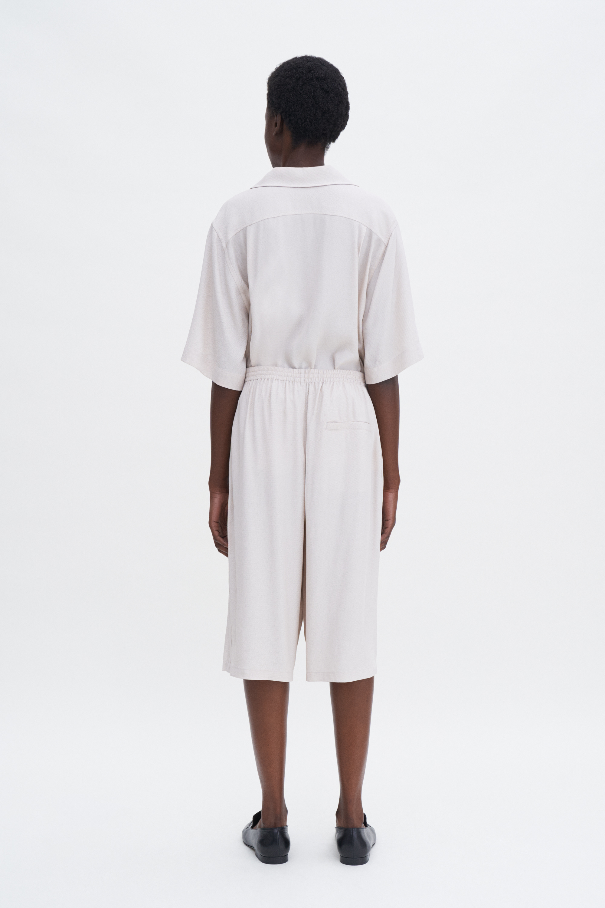 Shop Filippa K Draped Twill Shorts In Beige