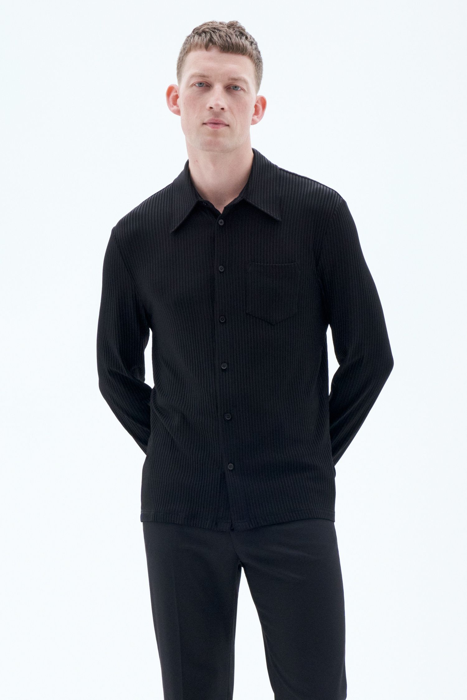 Filippa K Shiny Rib Shirt In Black