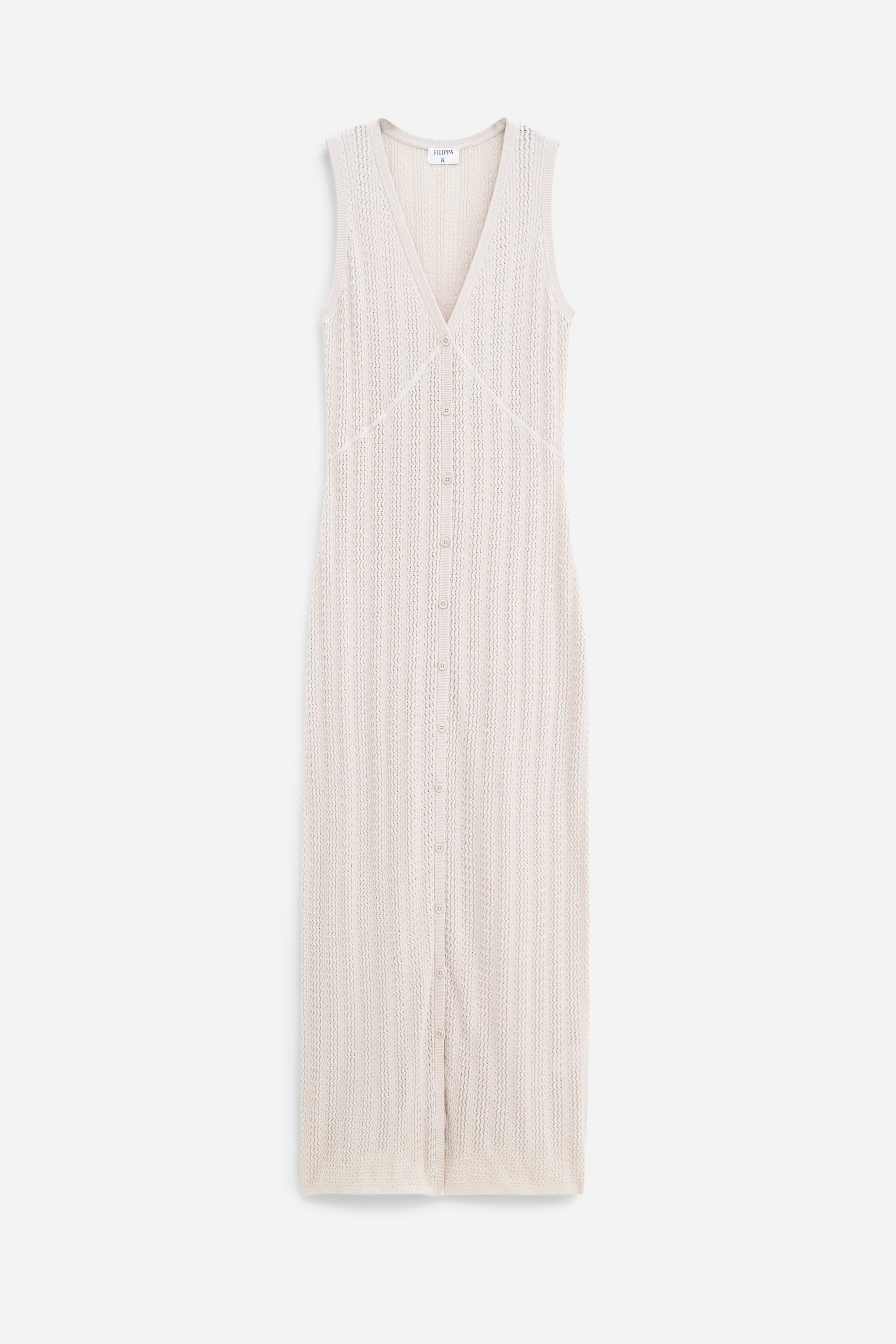 Filippa K Buttoned Lace Knit Dress In Beige