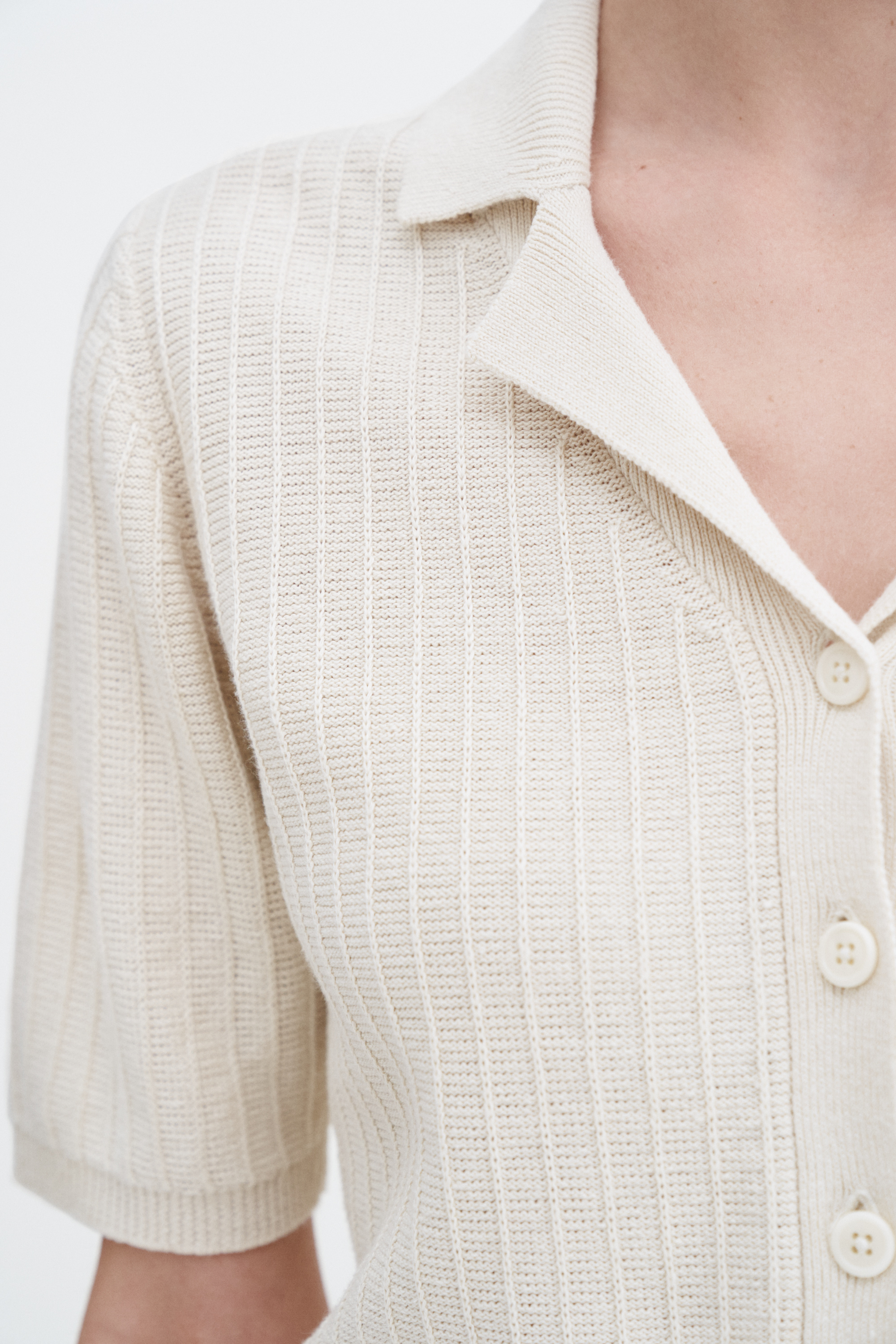 Filippa K Shortsleeve Collar Cardigan In White