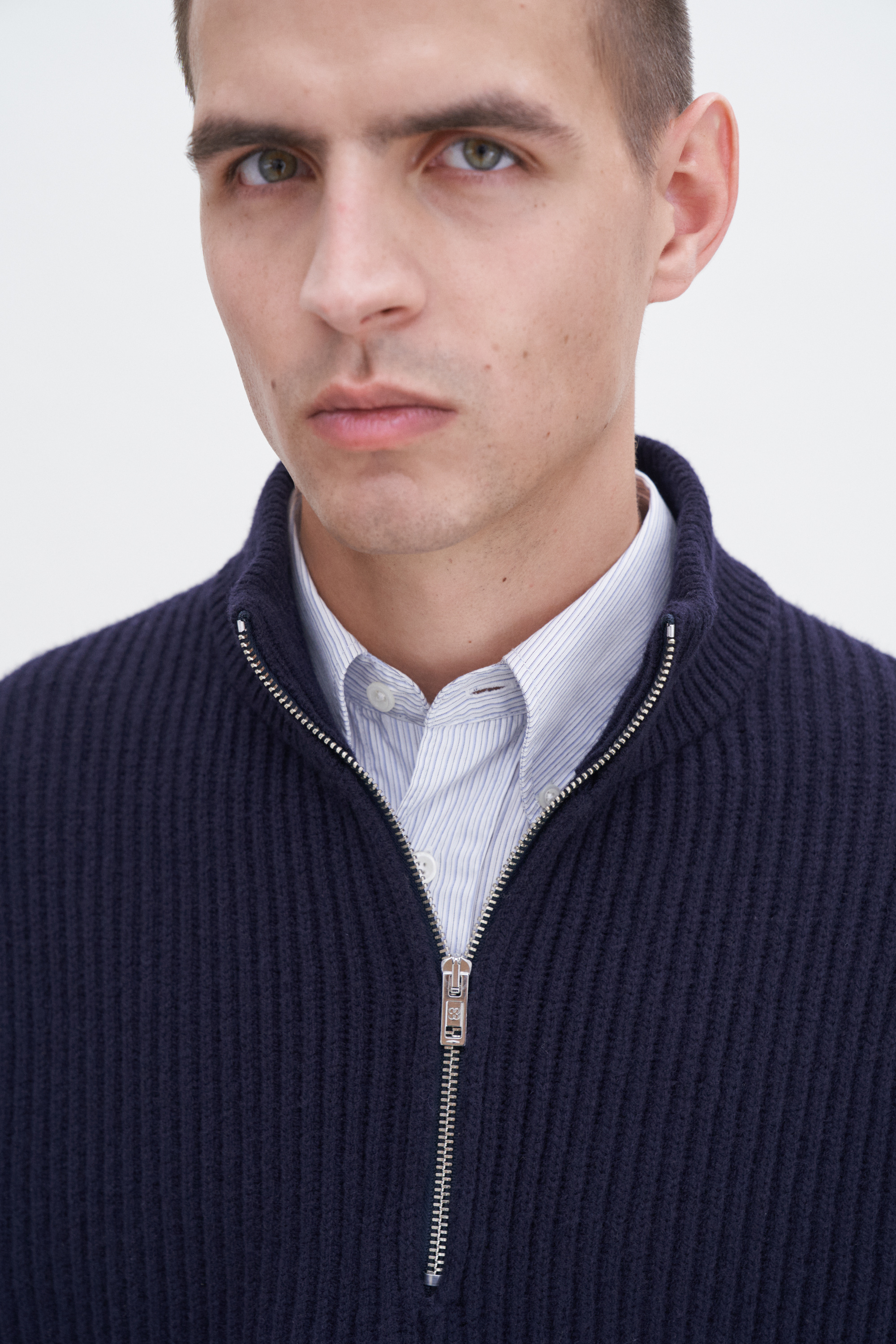 Filippa K Lambswool Half Zip Sweater In Blue