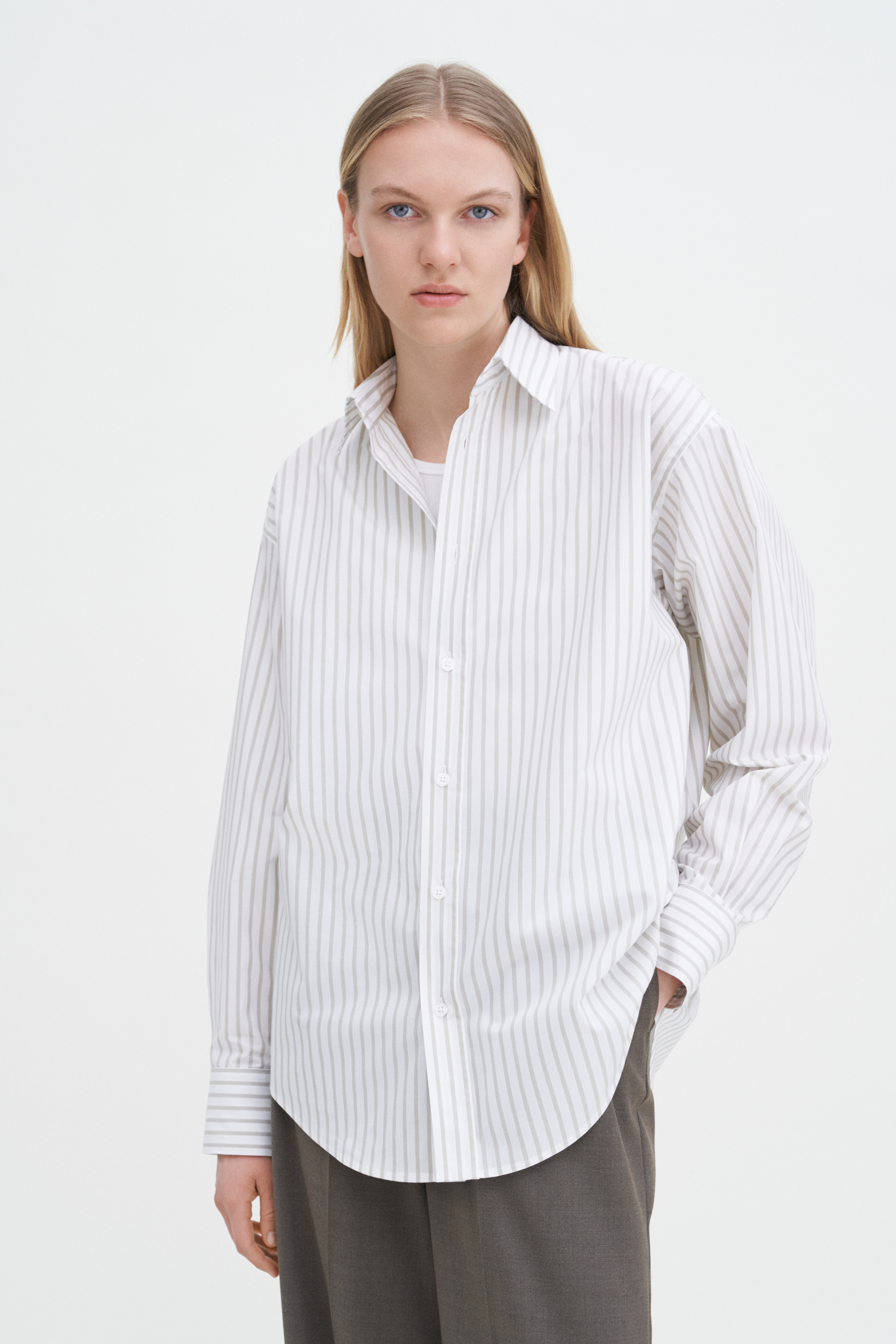 Shop Filippa K Classic Poplin Shirt In Stripes,prints