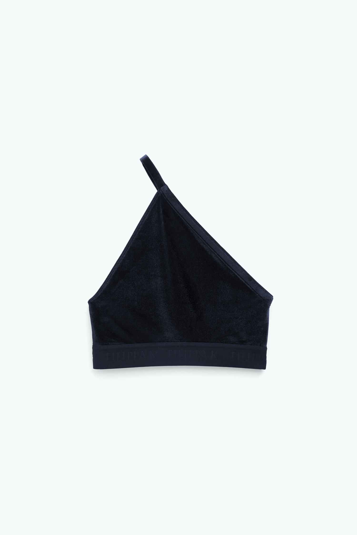 Filippa K Asymmetric Velvet Bra In Black