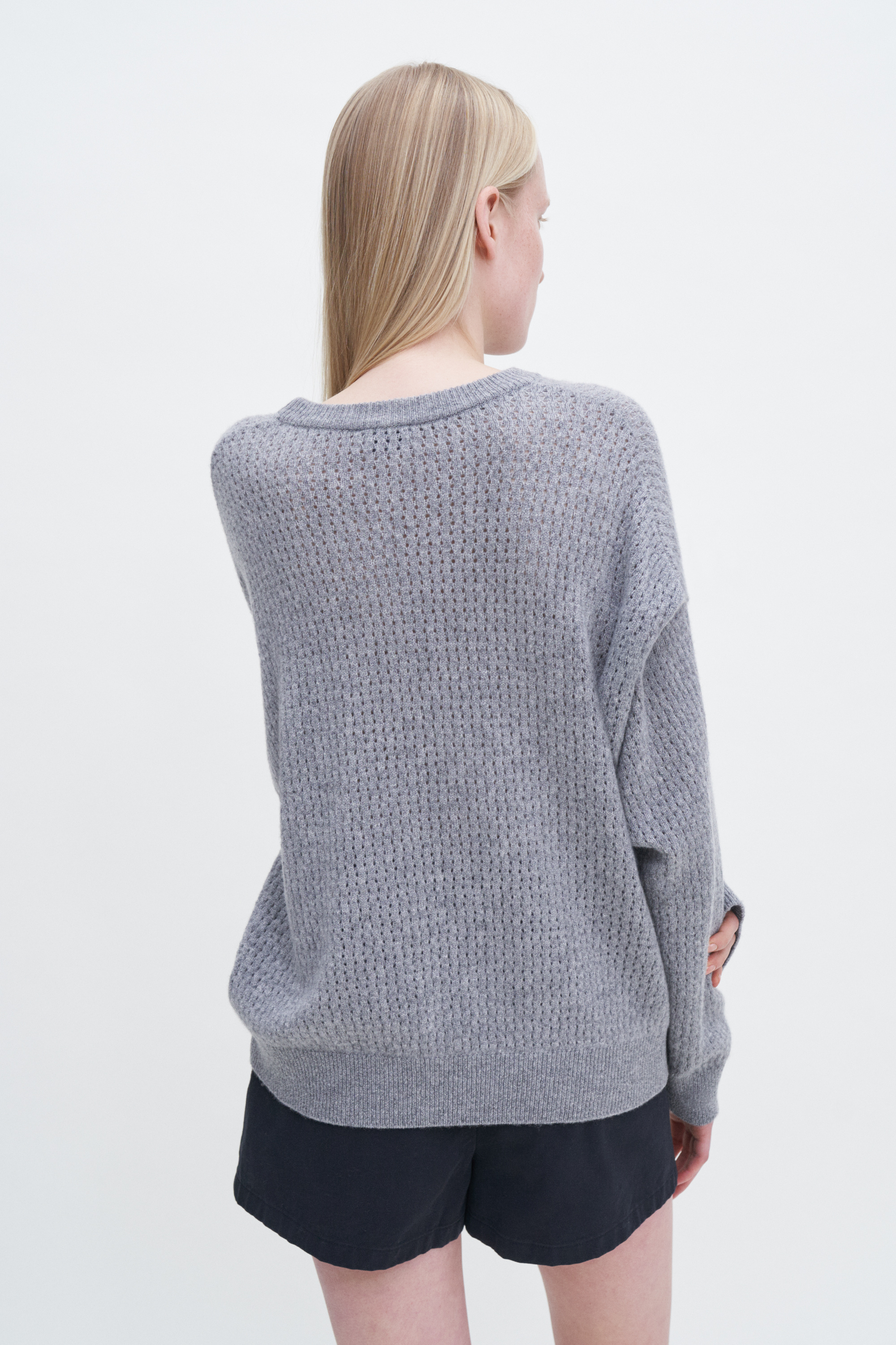 Shop Filippa K Pointelle Knit Sweater In Grey