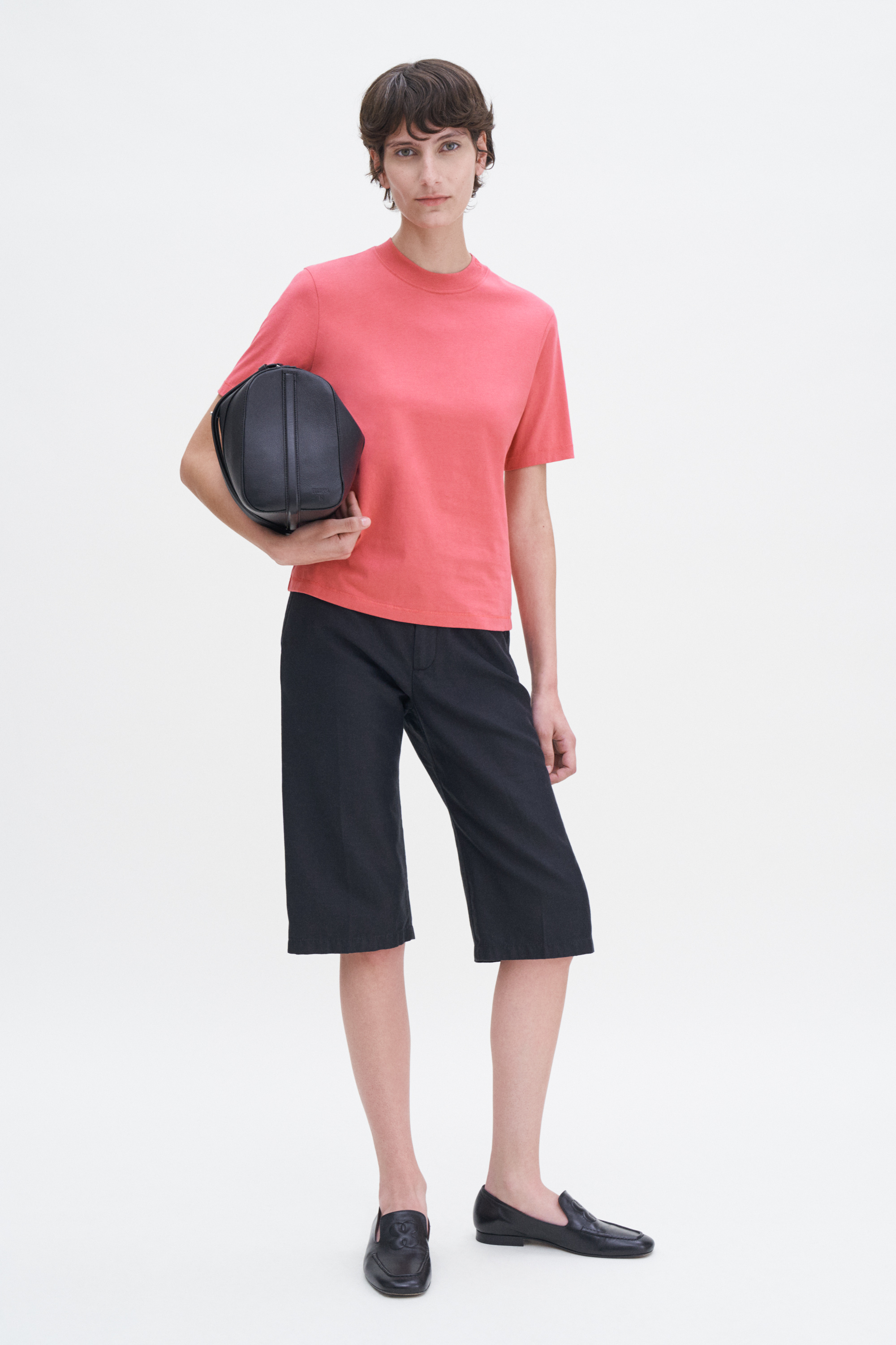 Filippa K Mock Neck Tee In Red