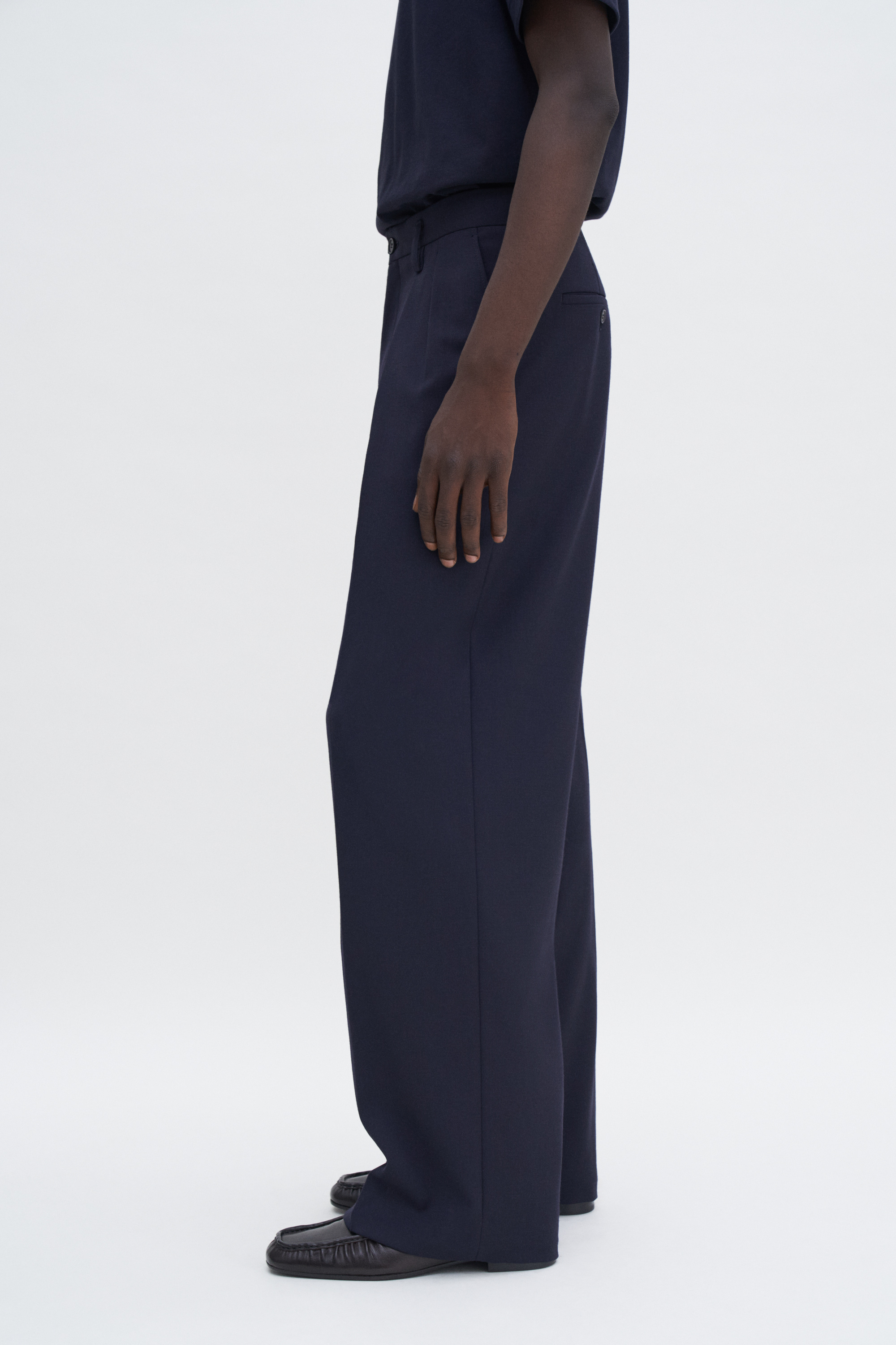 Filippa K Wide Wool Trousers In Blue