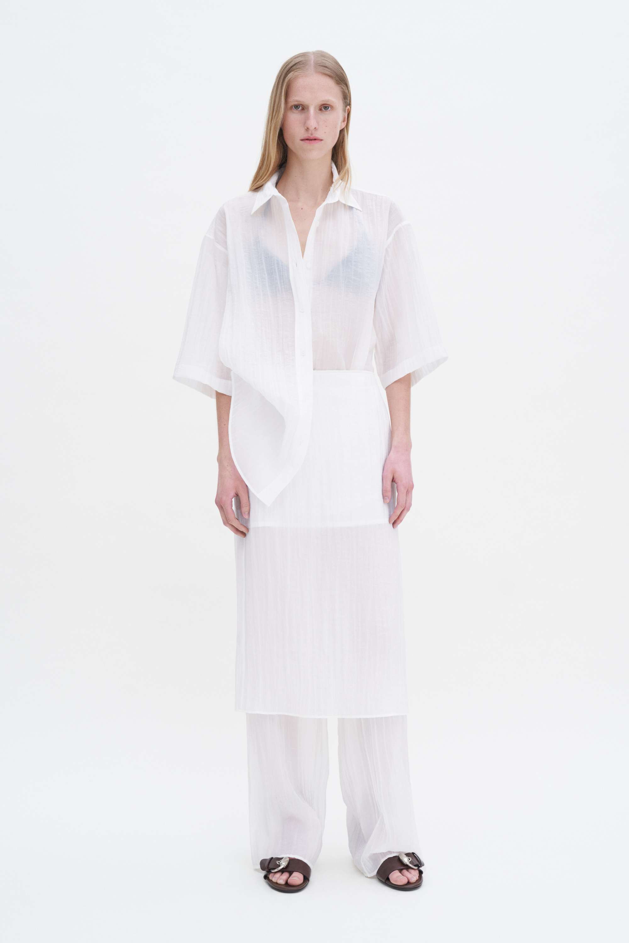 Shop Filippa K Short Sleeve Crinkle Shirt In White