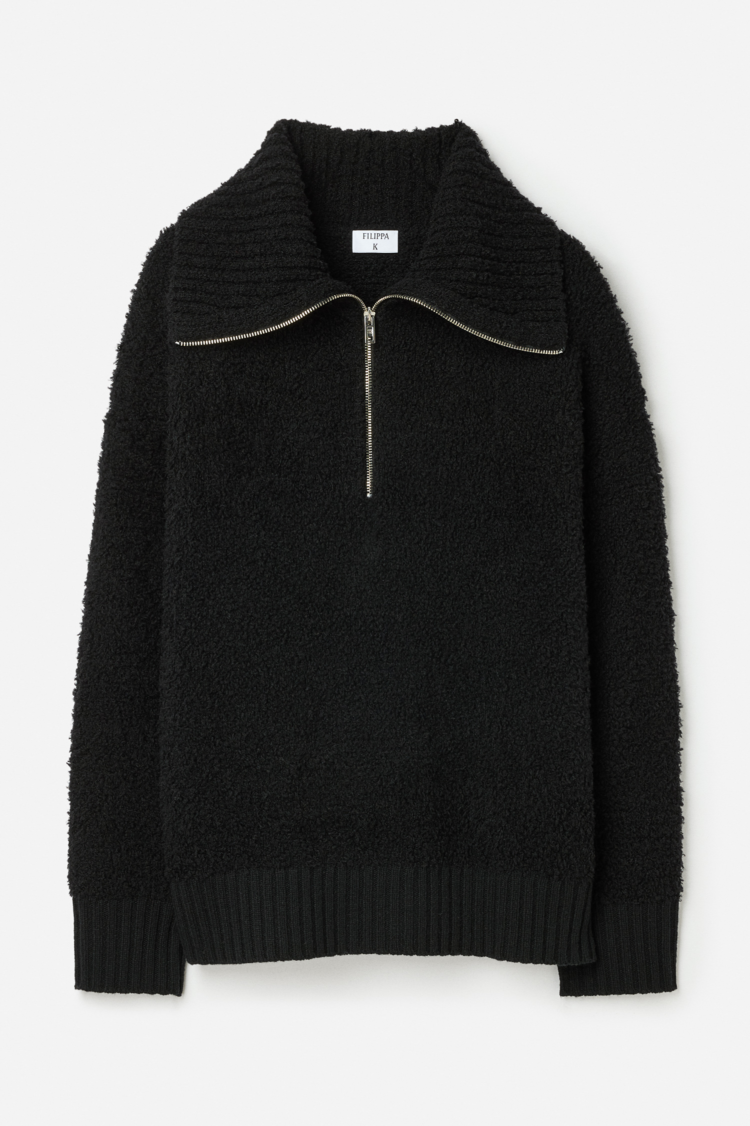Filippa K Fluffy Half Zip Sweater In Black