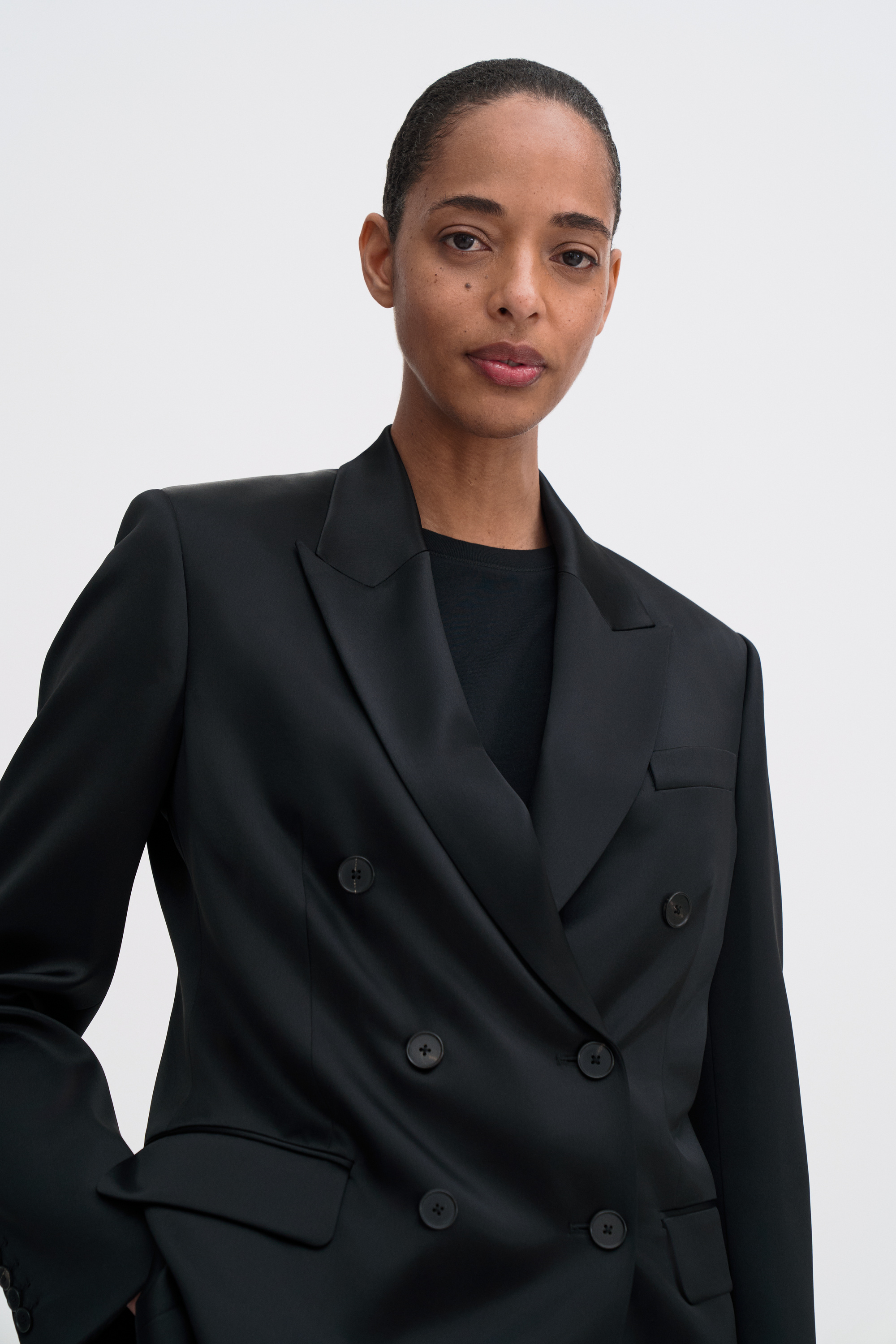 Filippa K Dani Satin Blazer In Black