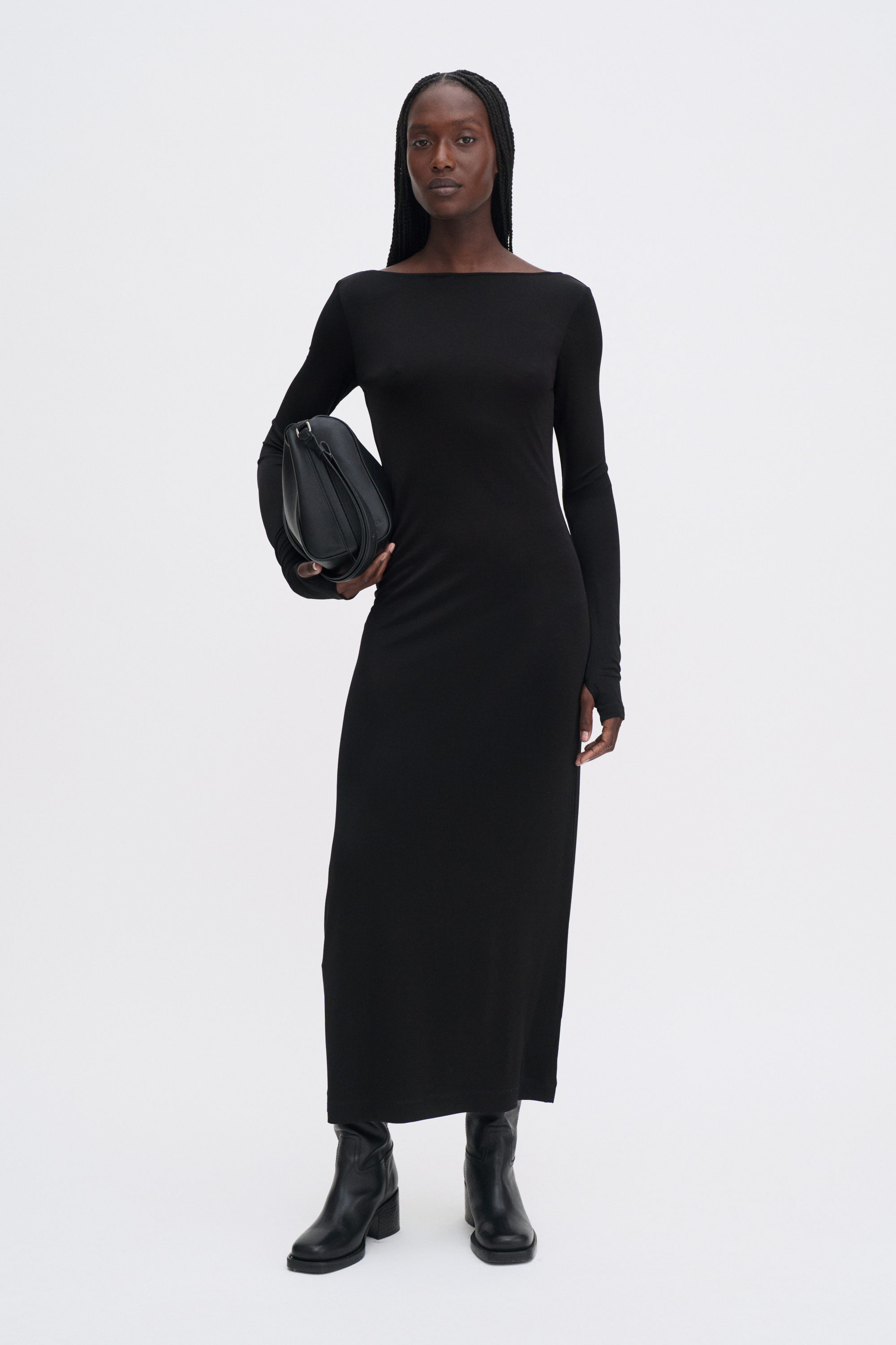 Filippa K Scooped Back Jersey Dress In Black