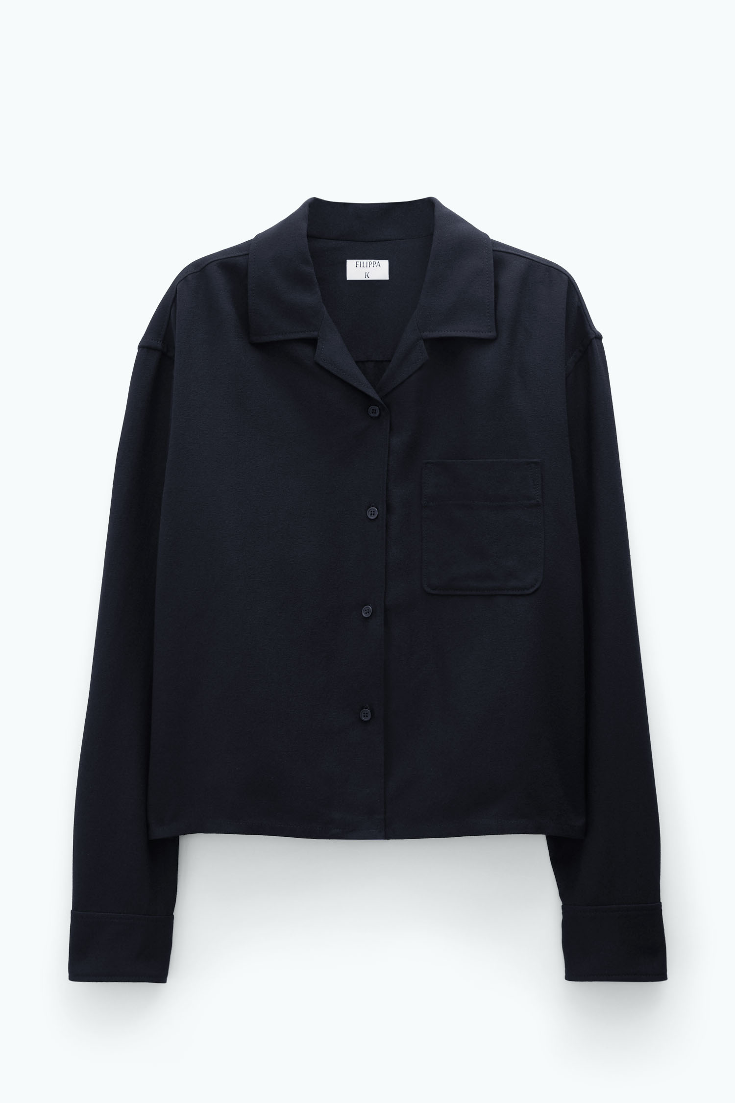 Shop Filippa K Re:sourced Crepe Cropped Shirt In Black