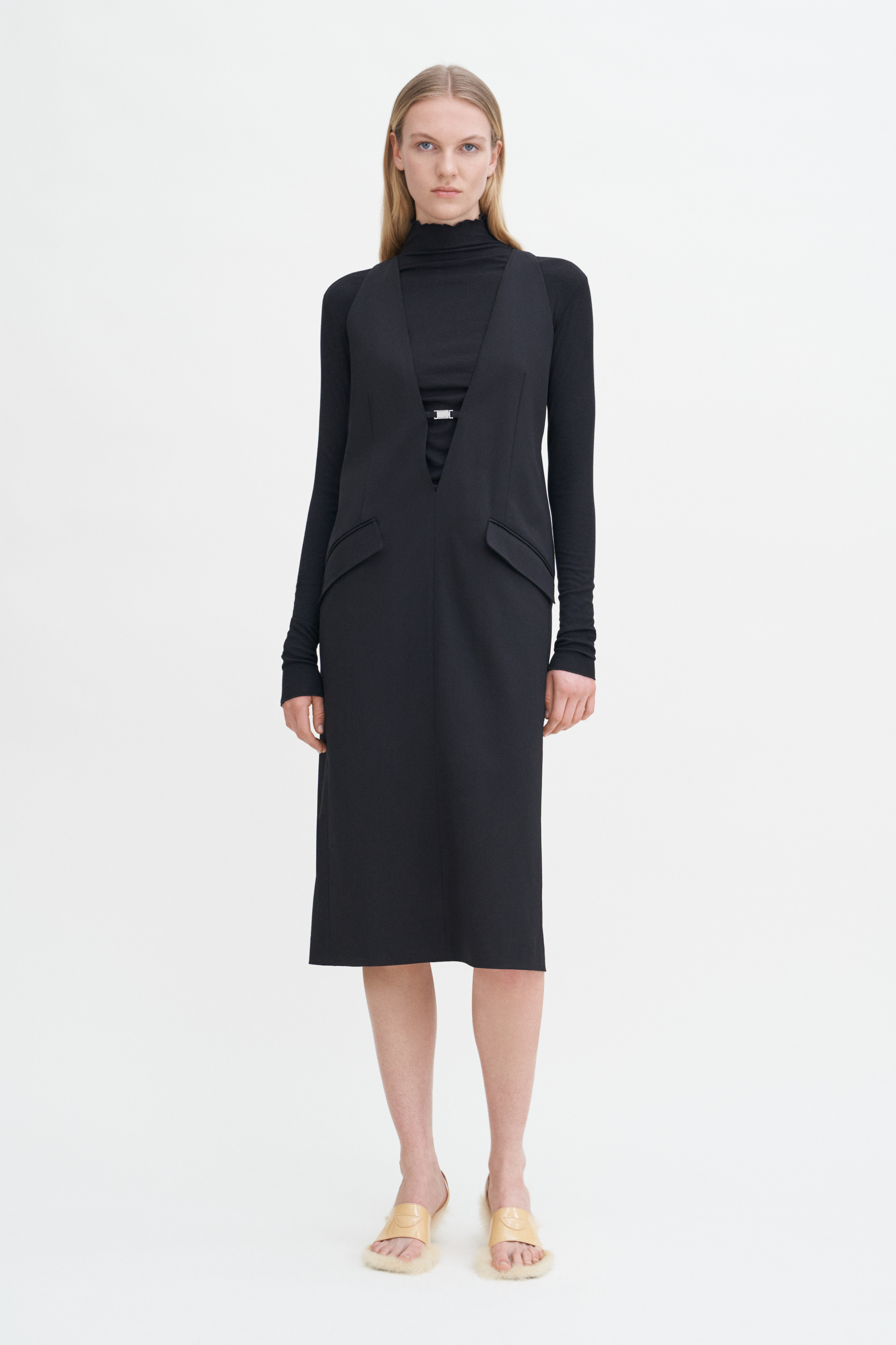 Filippa K Tailored Wool V-neck Dress In Black