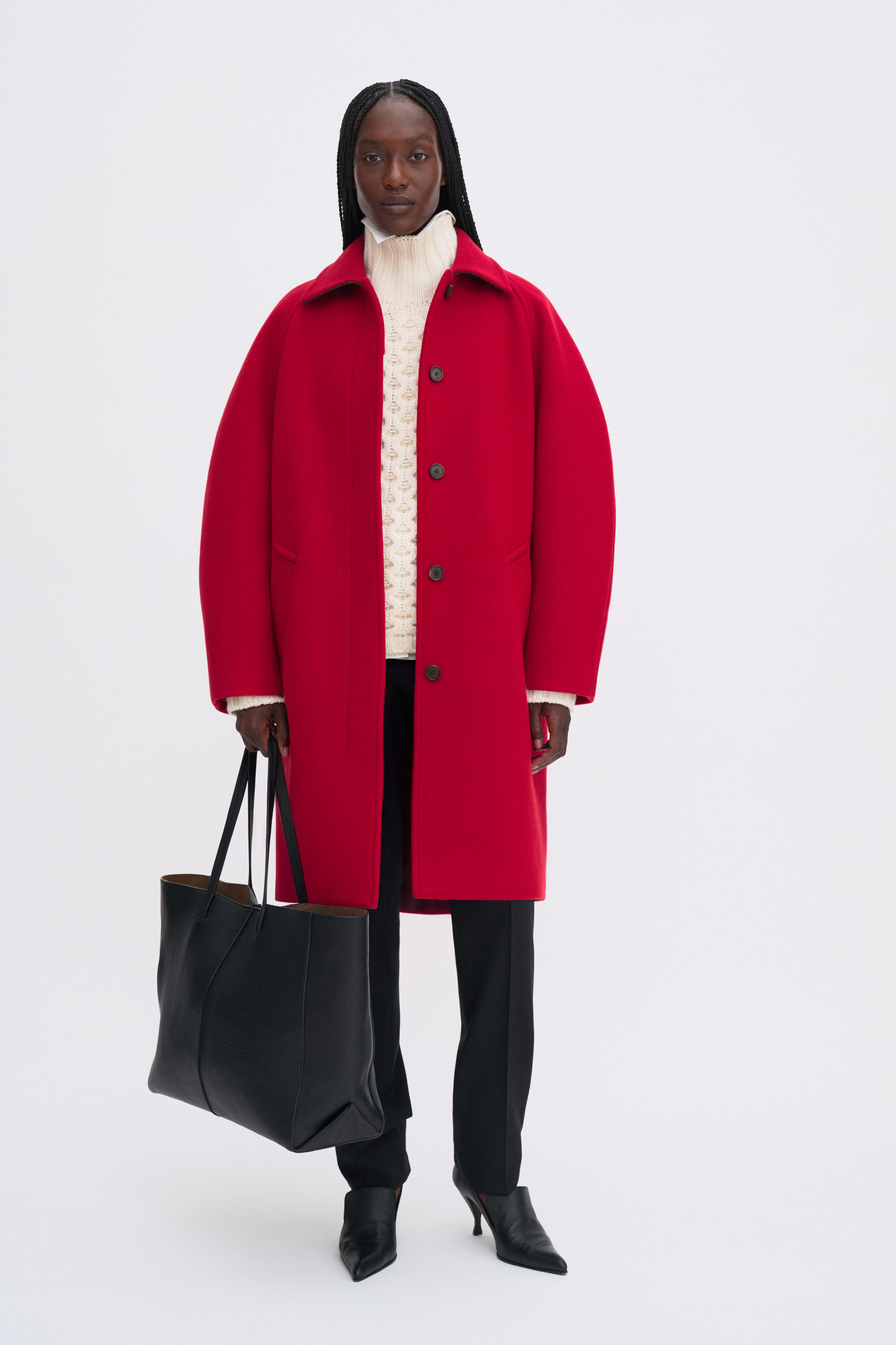 Filippa K Cocoon Coat In Red