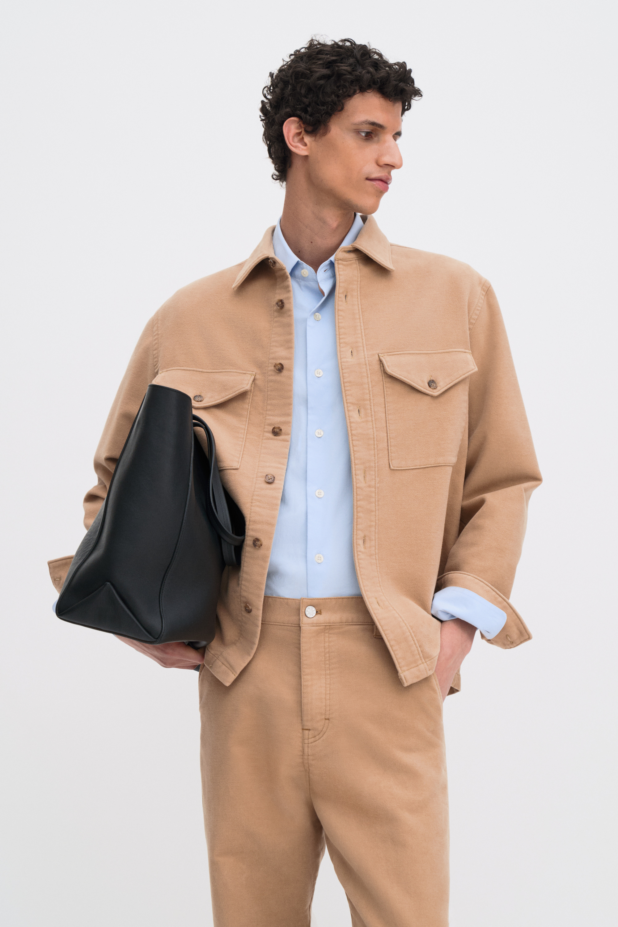 Filippa K Moleskin Patch Pocket Overshirt In Brown