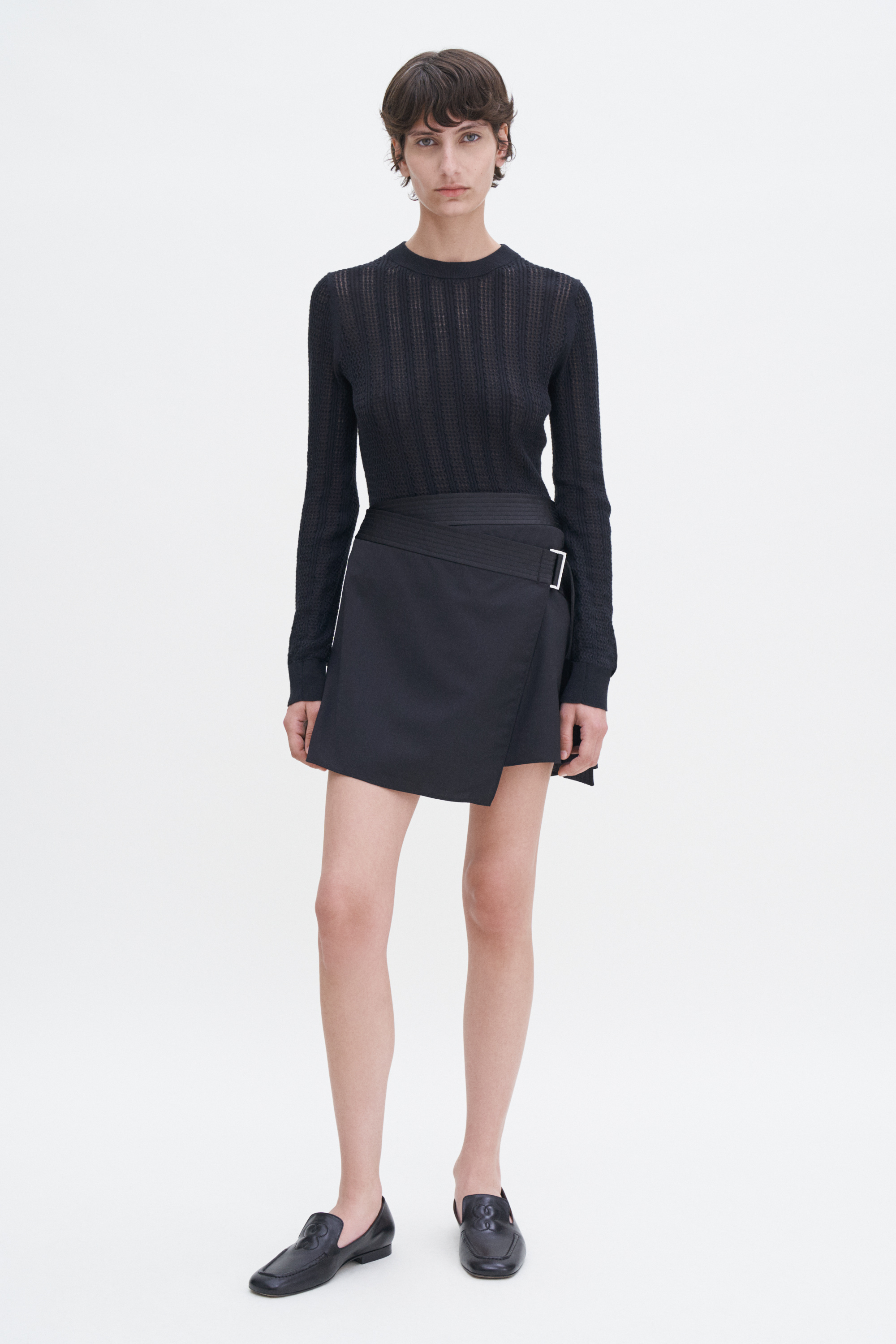 Filippa K Lace Knit Top In Black