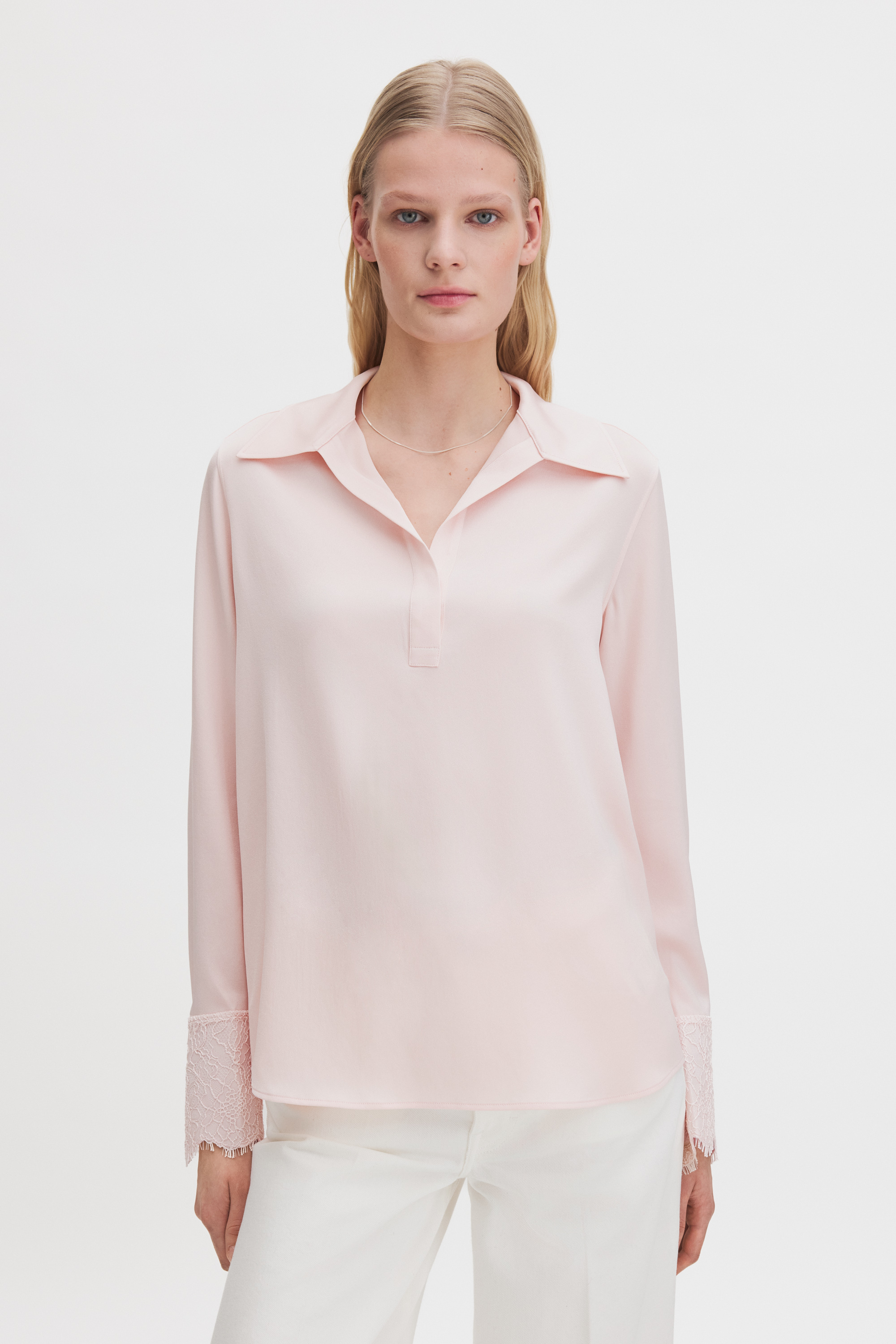 Filippa K Lace Cuff Detail Blouse In Pink