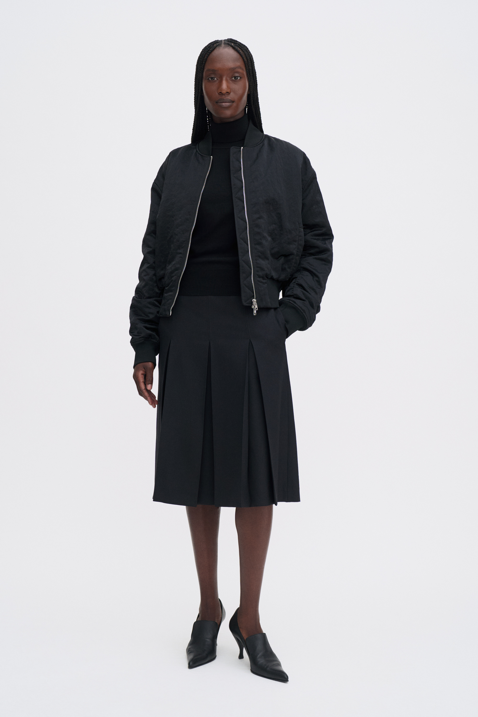 Filippa K Pleated Wool Skirt In Black
