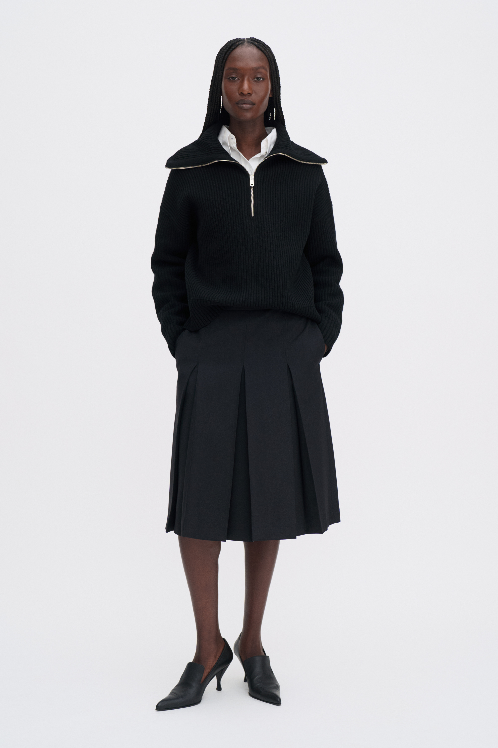 Filippa K Pointed Leather Pumps In Black