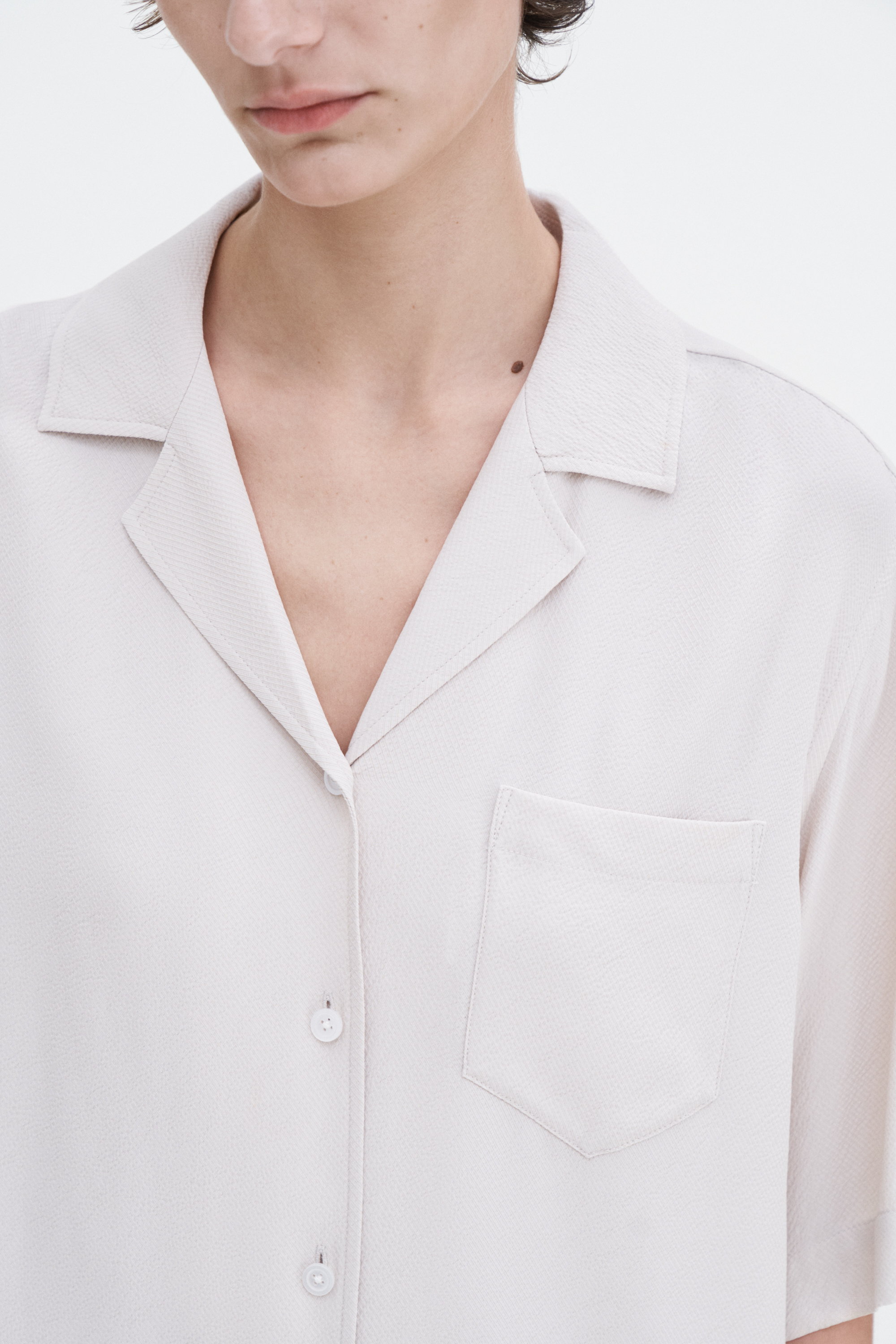 Filippa K Draped Twill Shirt In Beige