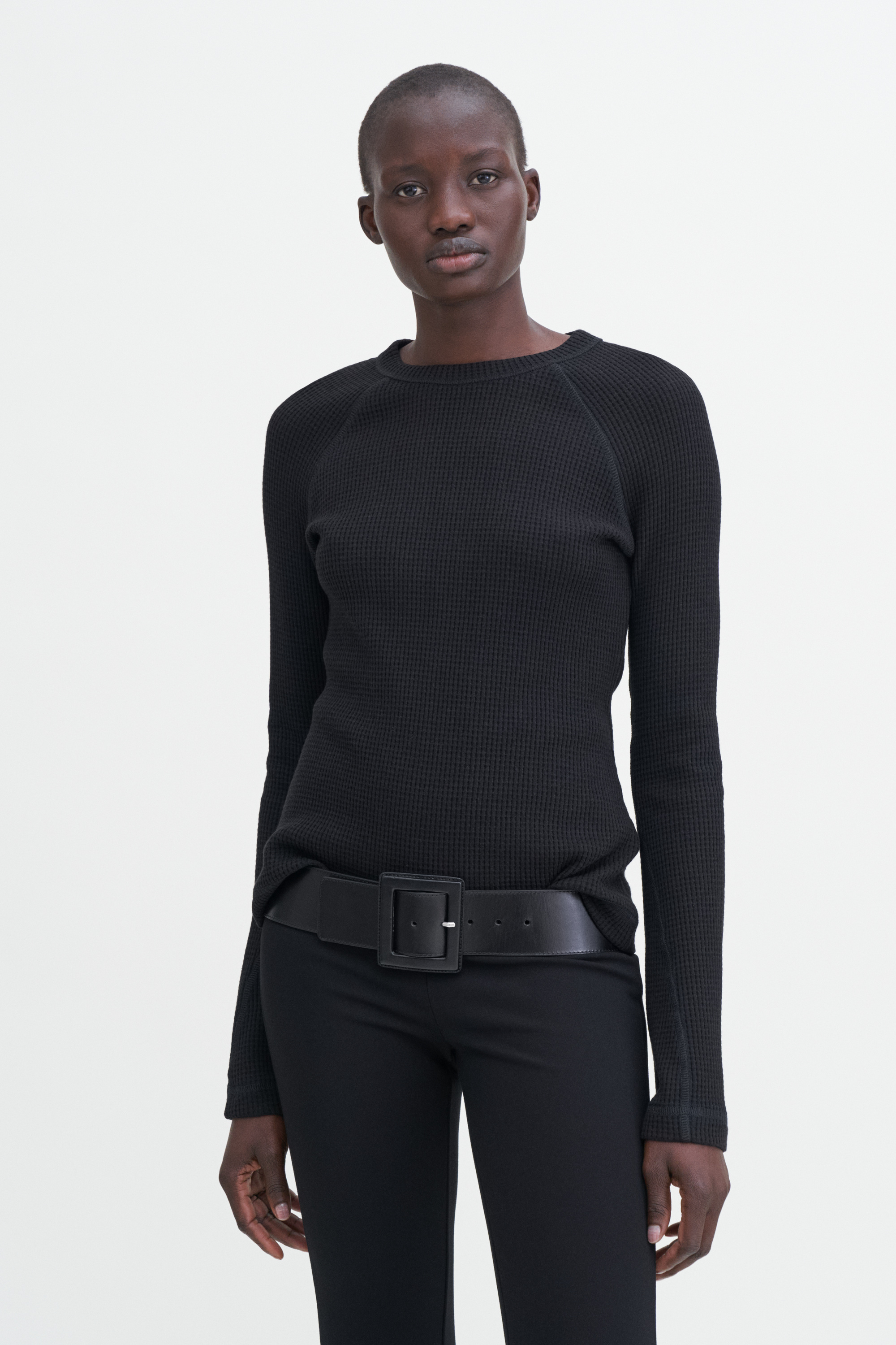Filippa K Waffle Sweater In Black