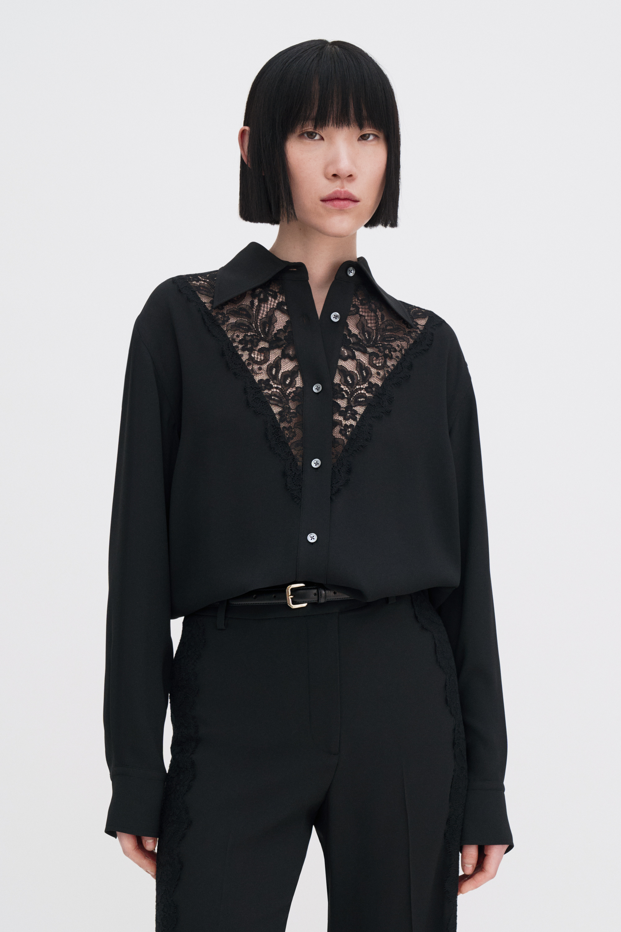 Filippa K Lace Shirt In Black