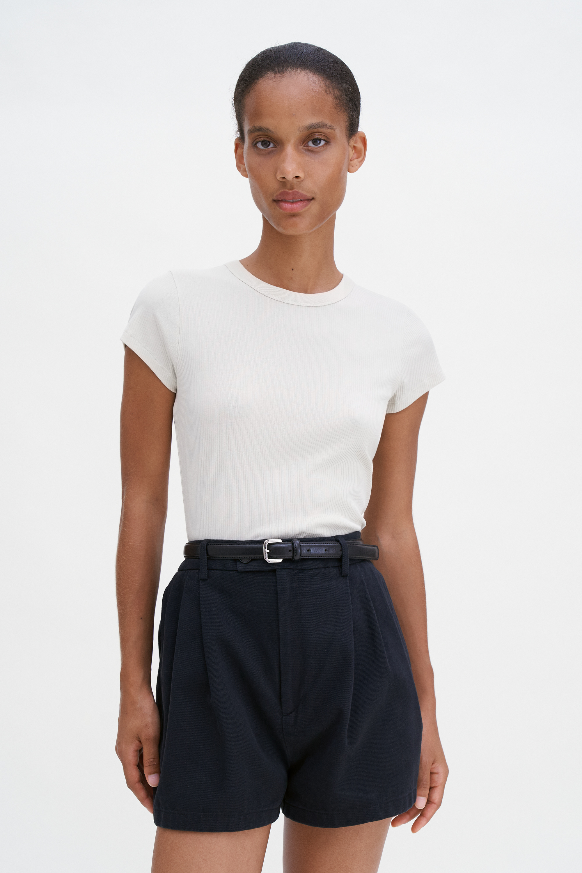 Shop Filippa K Fine Rib Tee In Beige