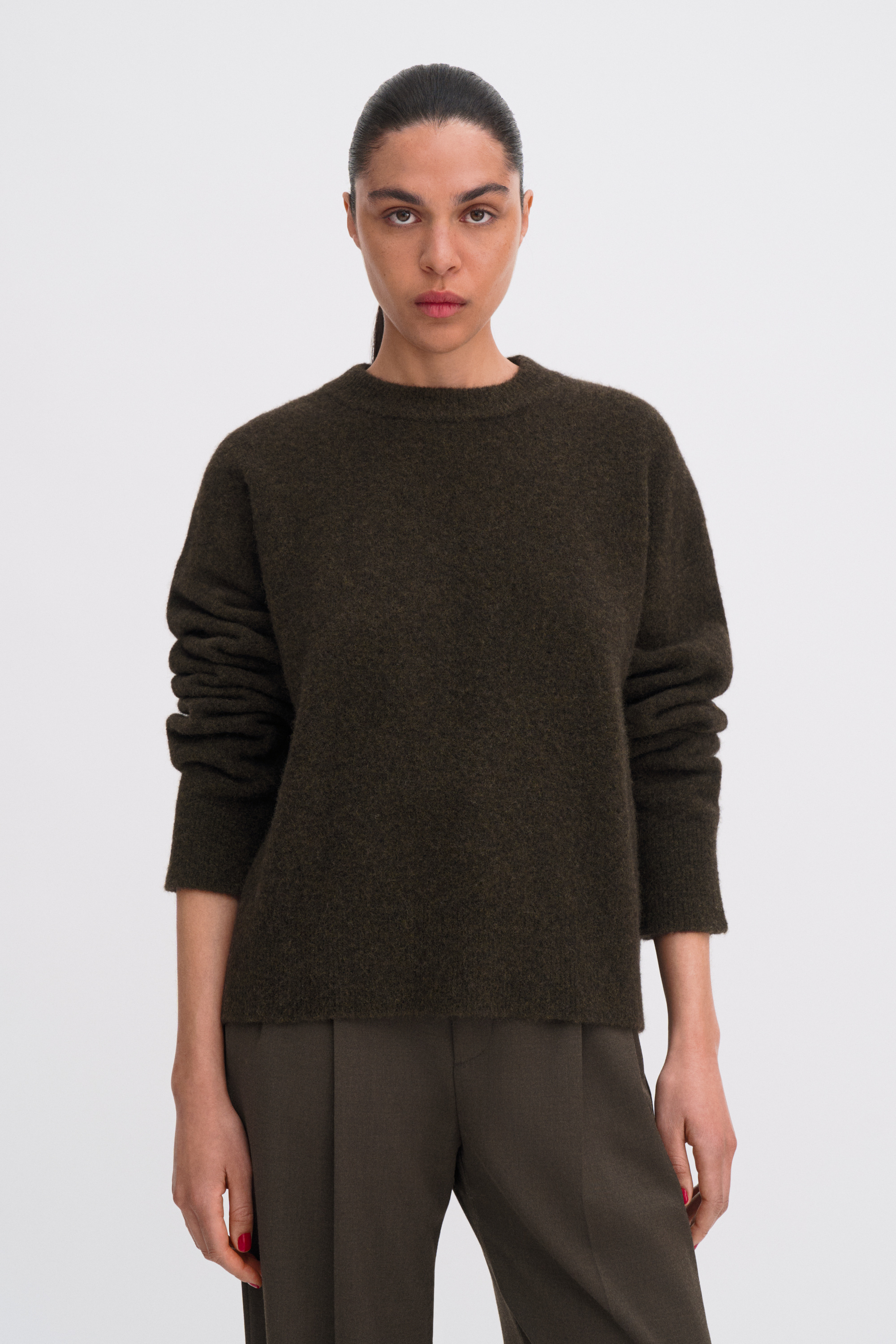 Filippa K Wool Yak Crewneck Sweater In Brown