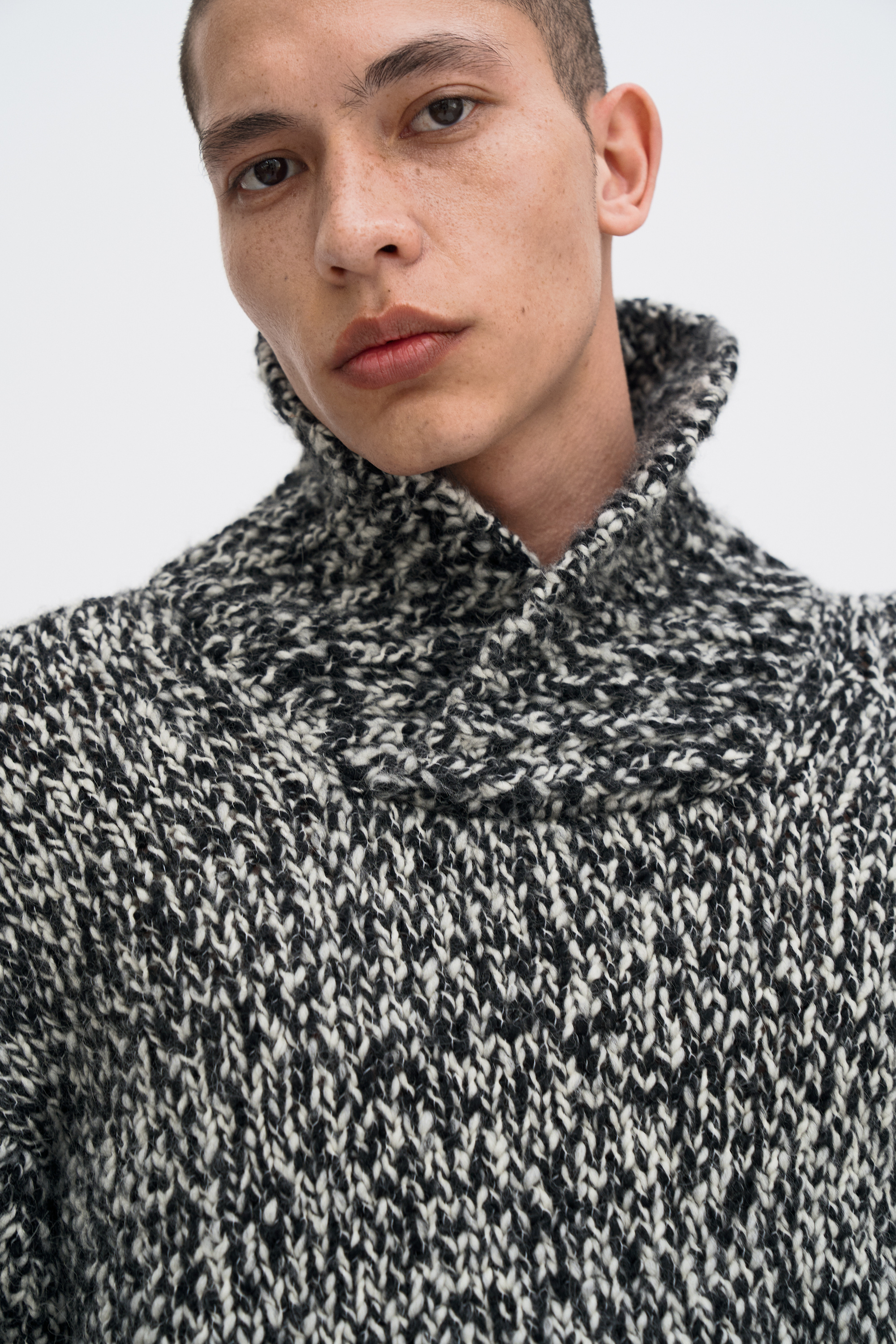 Filippa K Shawl Collar Mouliné Sweater In Gray
