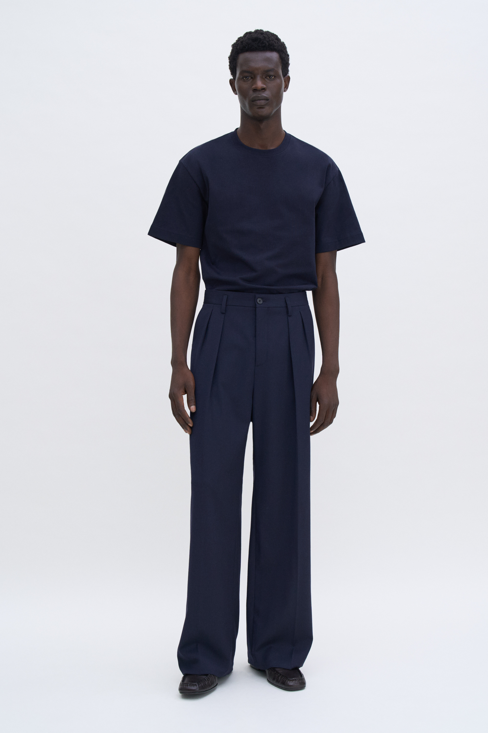 Filippa K Wide Wool Trousers In Blue