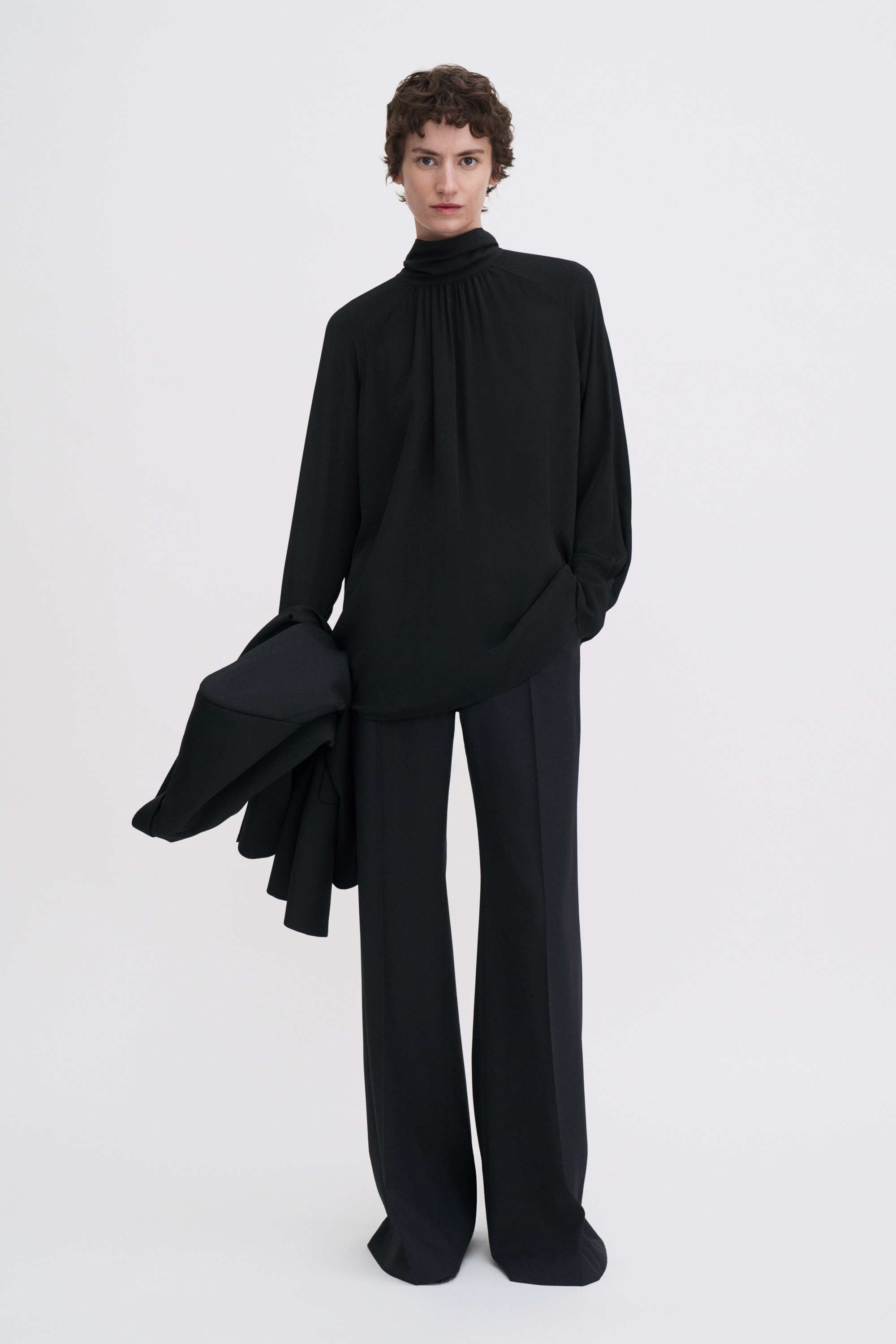 Filippa K Tie Neck Blouse In Black