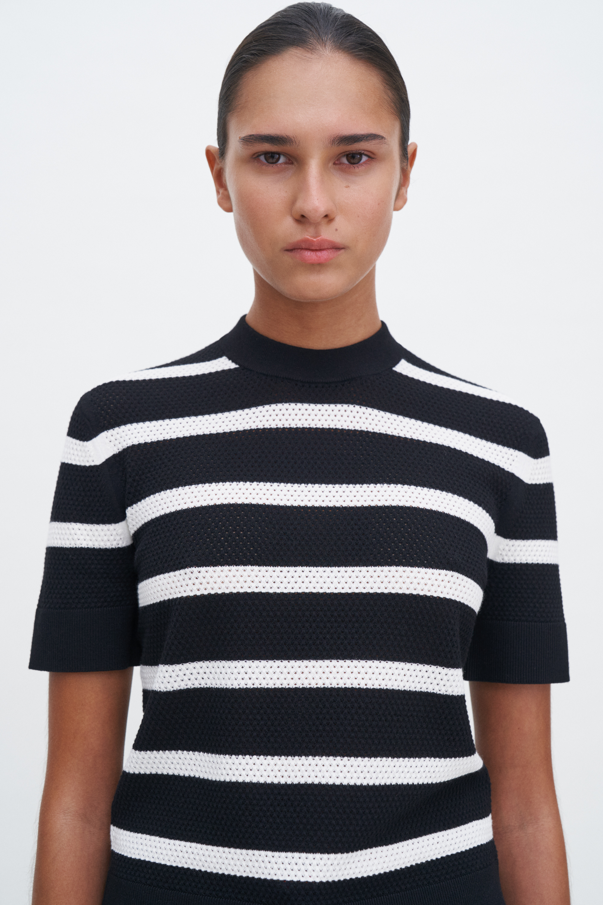 Shop Filippa K Striped Mesh Tee In Black