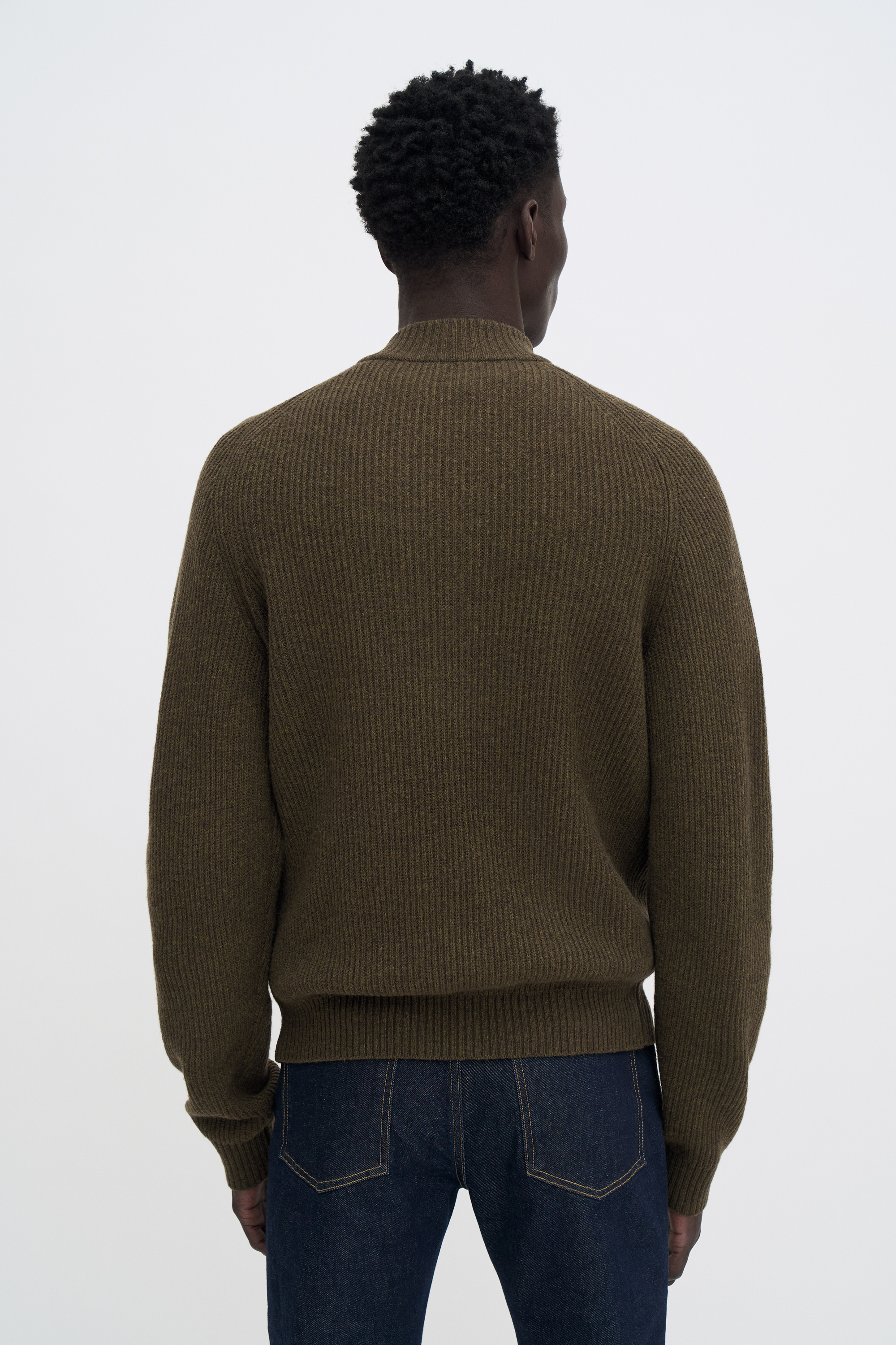 Filippa K Ribbed Wool Half Zip Sweater In Green
