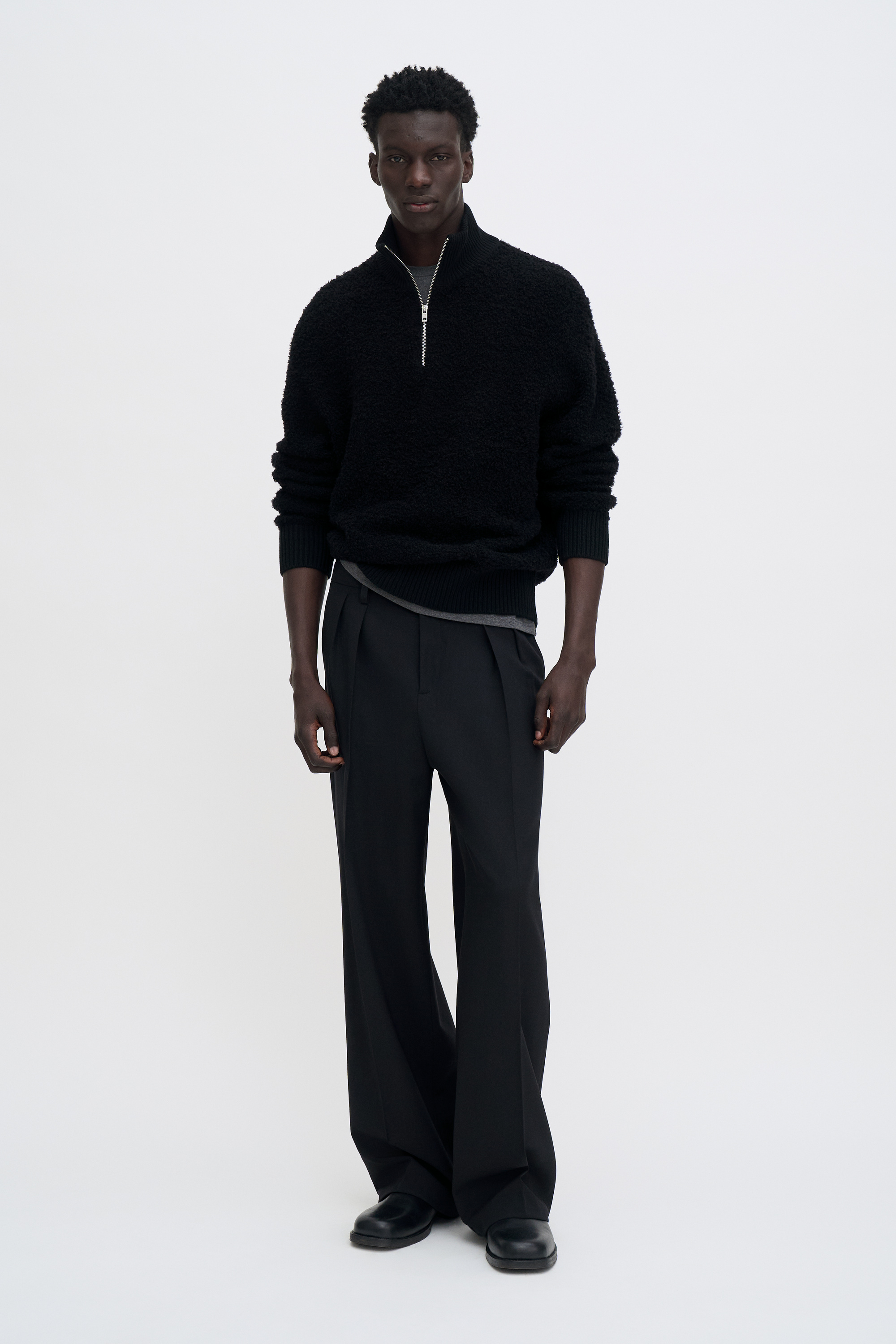 Filippa K Fluffy Half Zip Sweater In Black