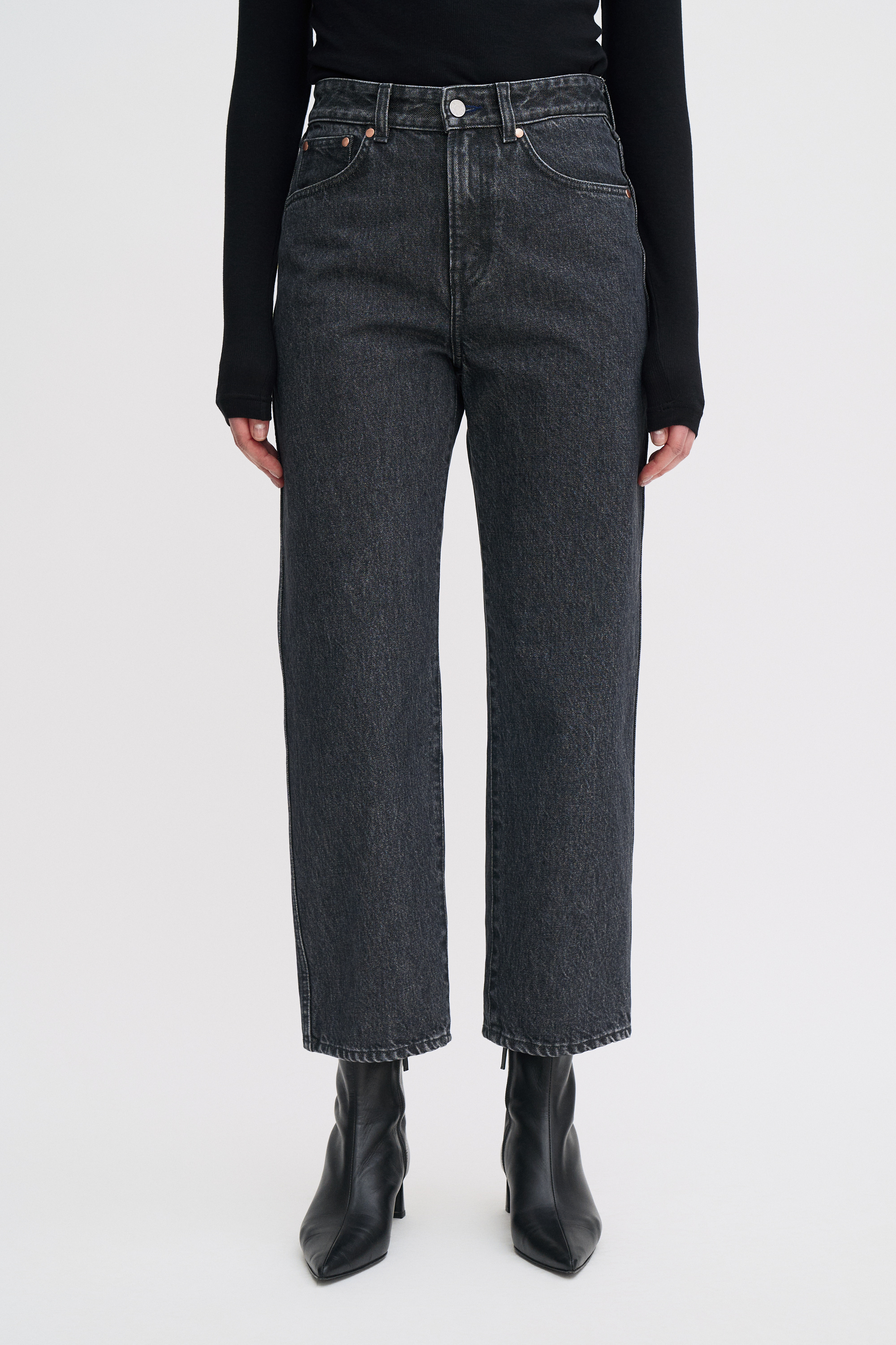 Filippa K High Waisted Cropped Jeans In Black